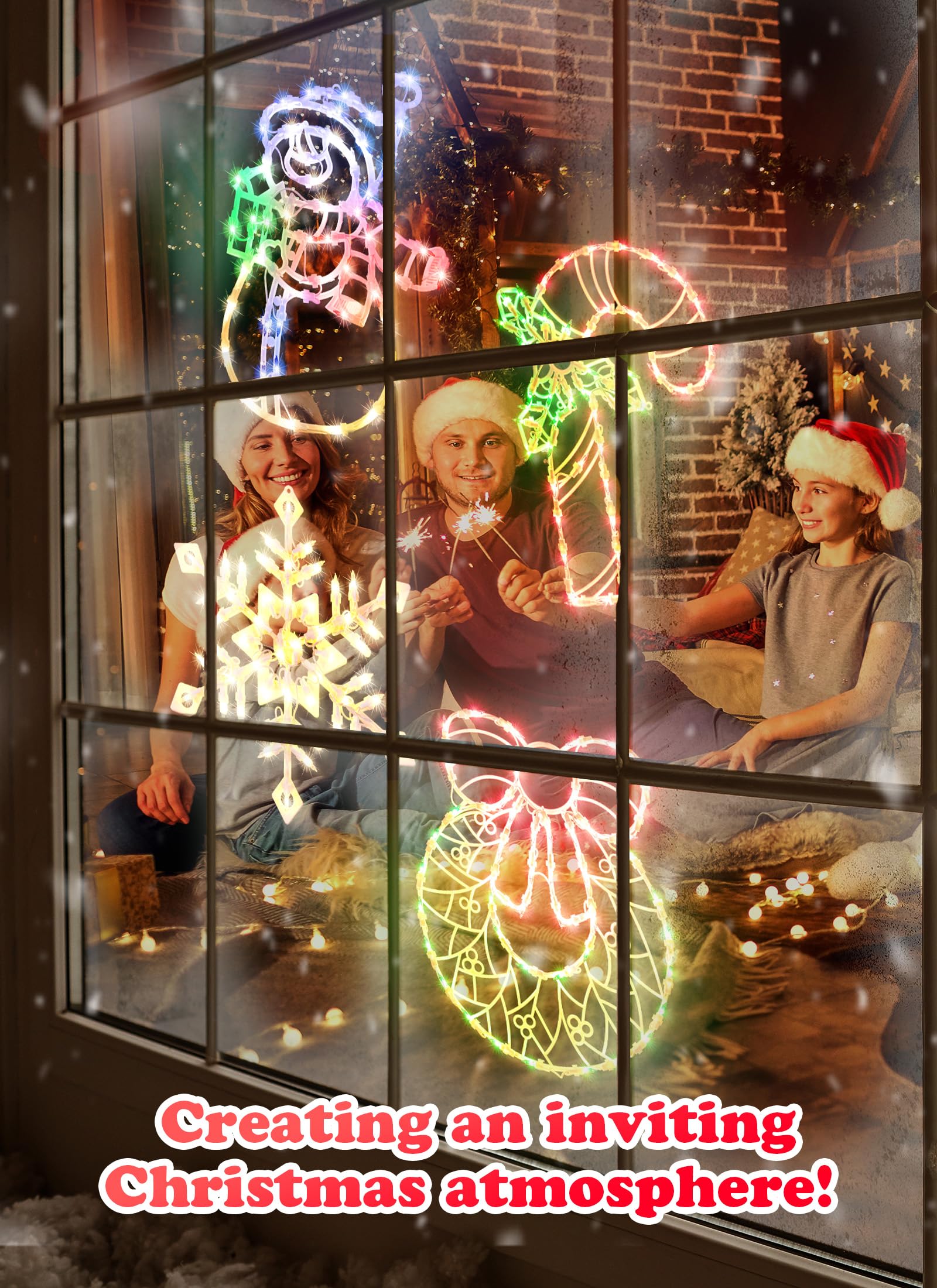 Minetom Christmas Window Lights displayed on a window