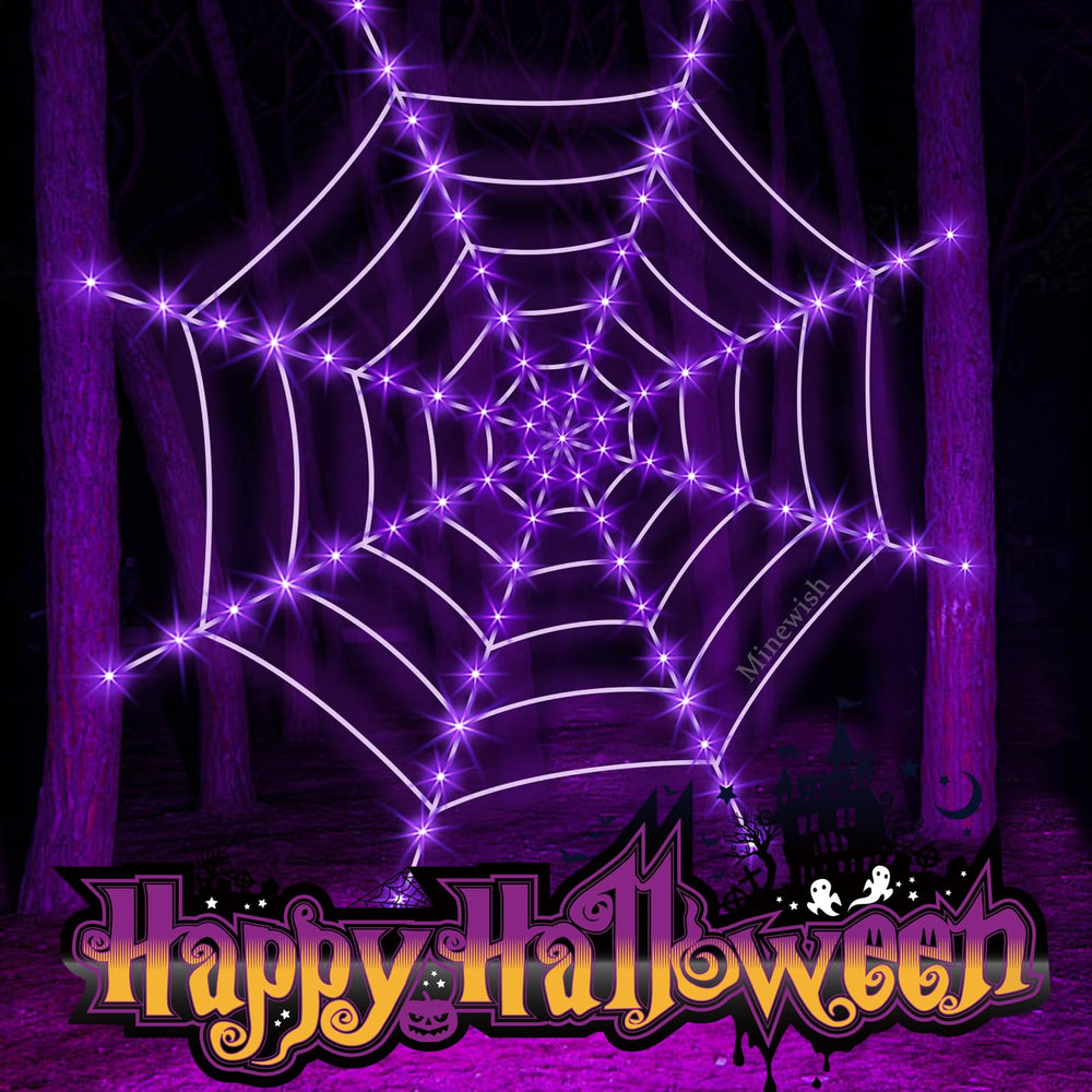 Minewish spider web lights packaging with product details