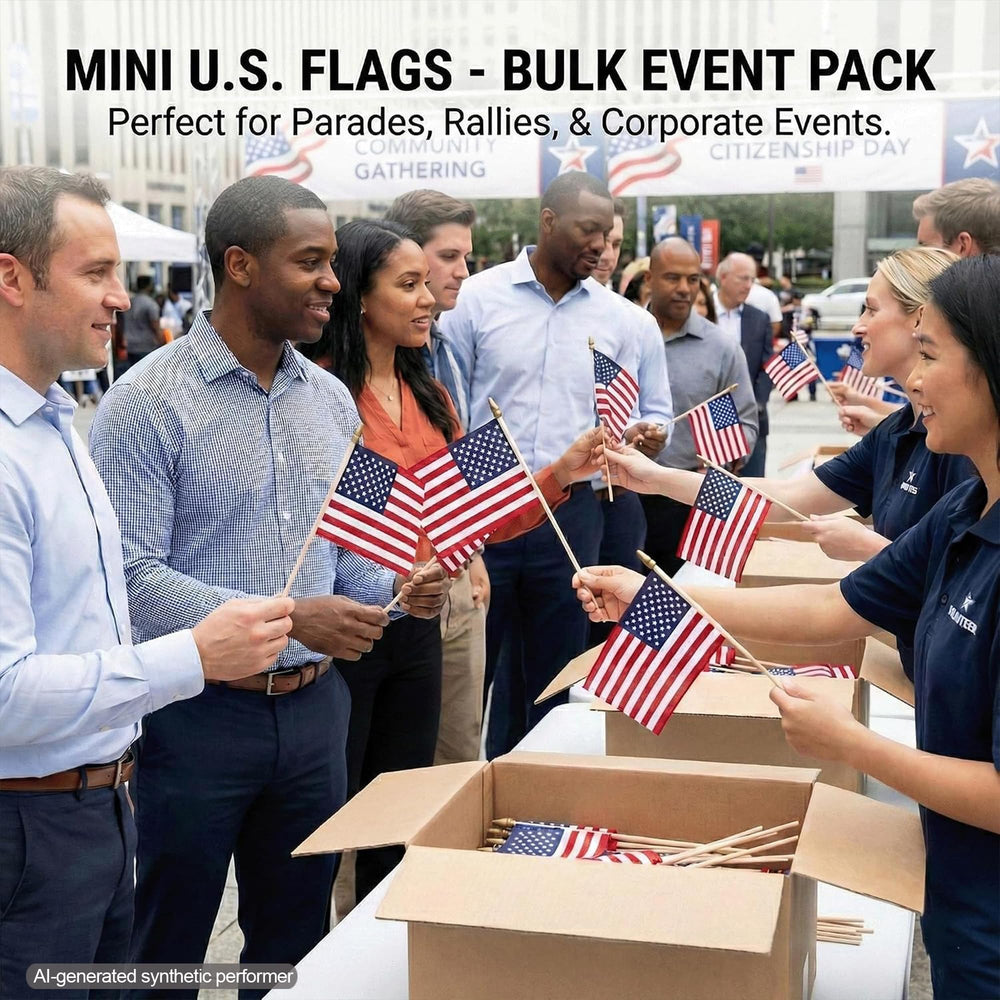 Mini American flags on wooden sticks, 4x6 inch size
