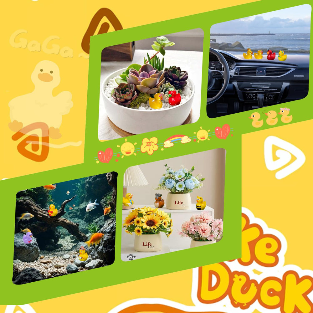 Mini ducks in a dollhouse environment