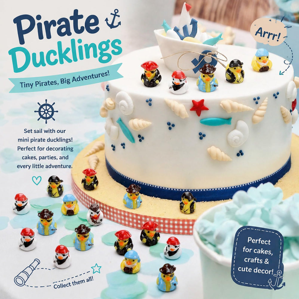 Mini pirate ducks floating in a bath