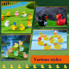 Mini resin ducks displayed in a fairy garden setting