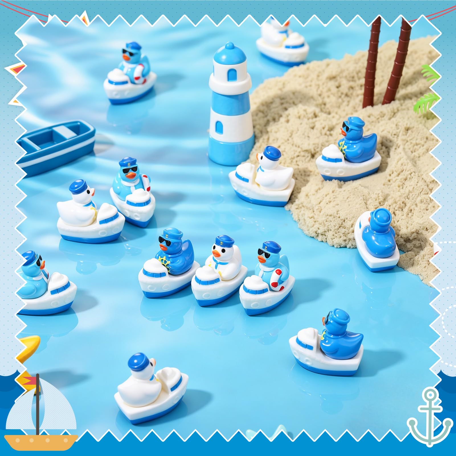 Mini sailor cruise duck on a cake decoration