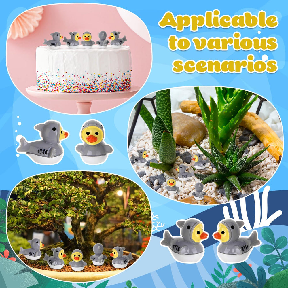 Mini shark ducks used as cake toppers