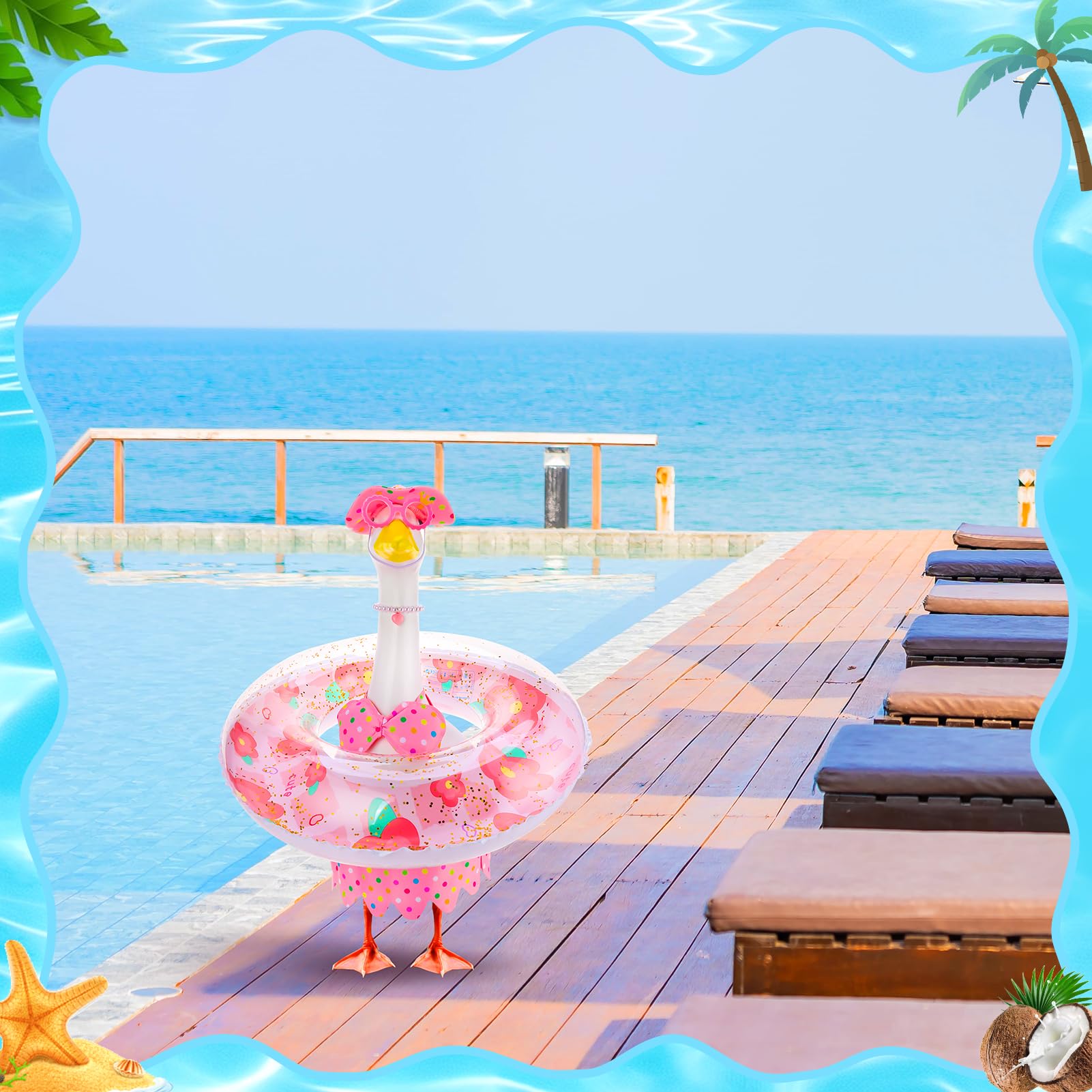 Mini sunglasses and swimming ring included in Hoemwarm Pink Bikini Goose Outfit