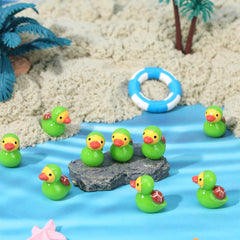Mini turtle ducks in a dollhouse environment