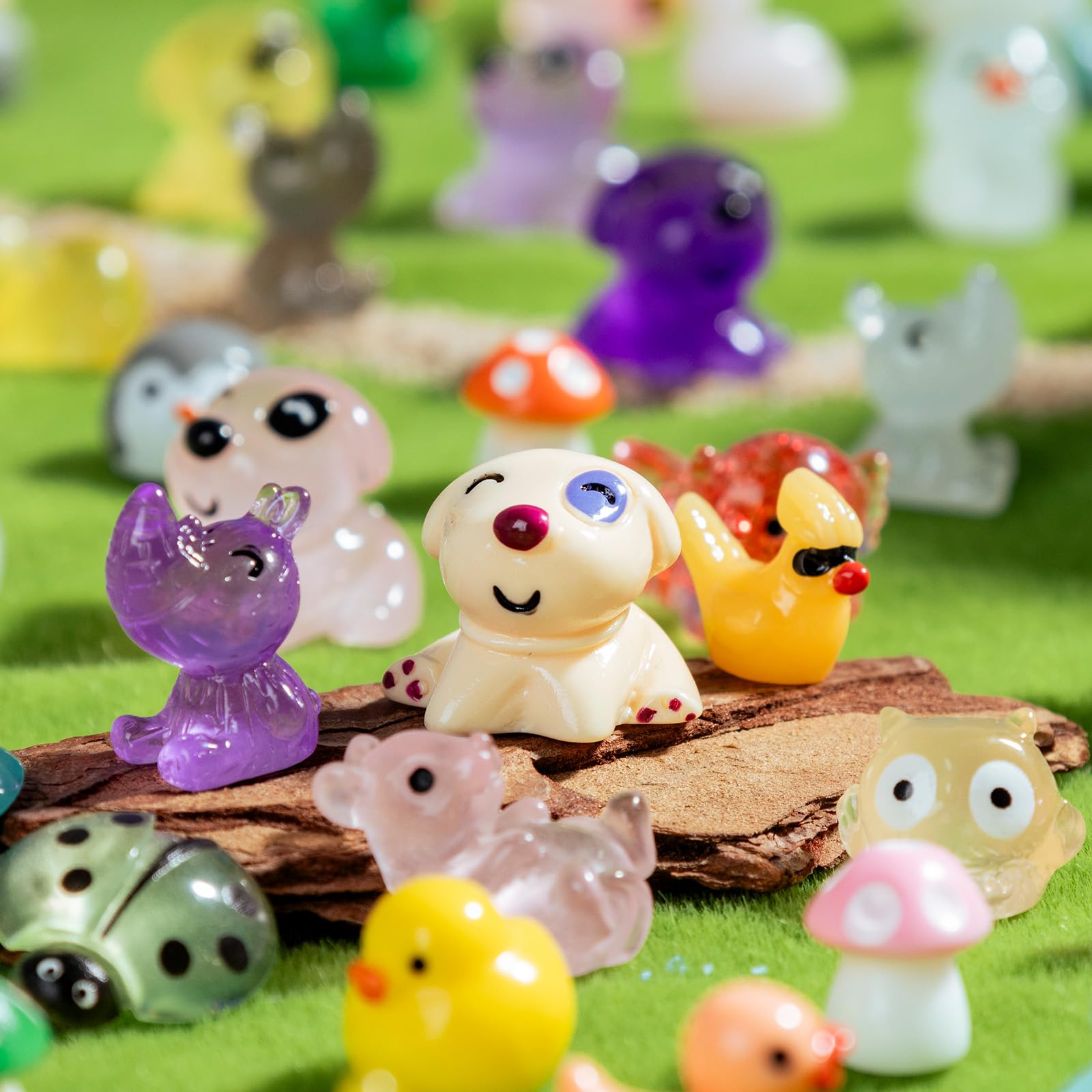 Miniature animal figurines on a decorative shelf