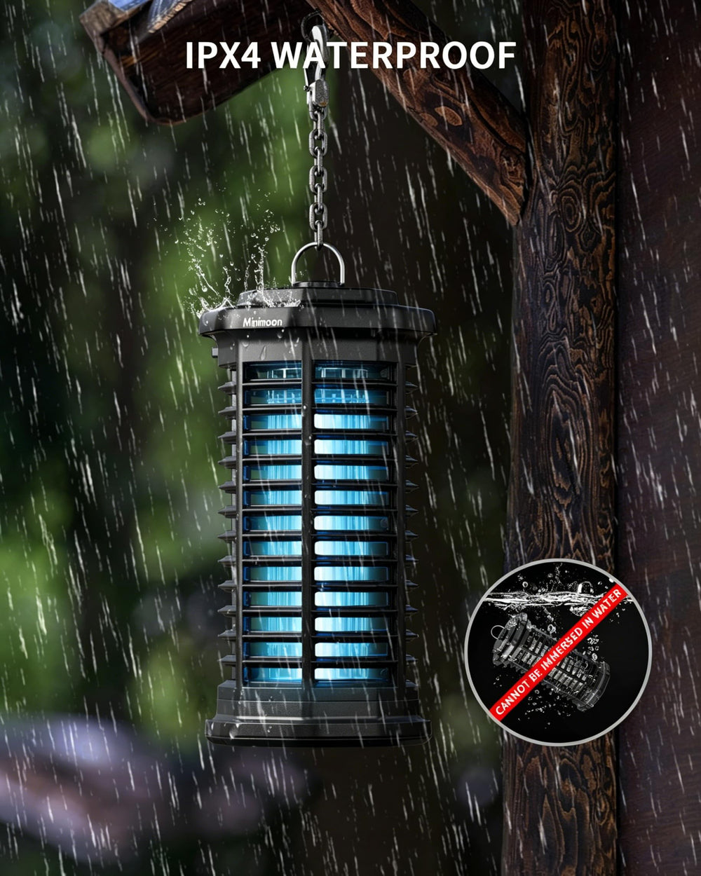 Minimoon Bug Zapper in outdoor setting on patio