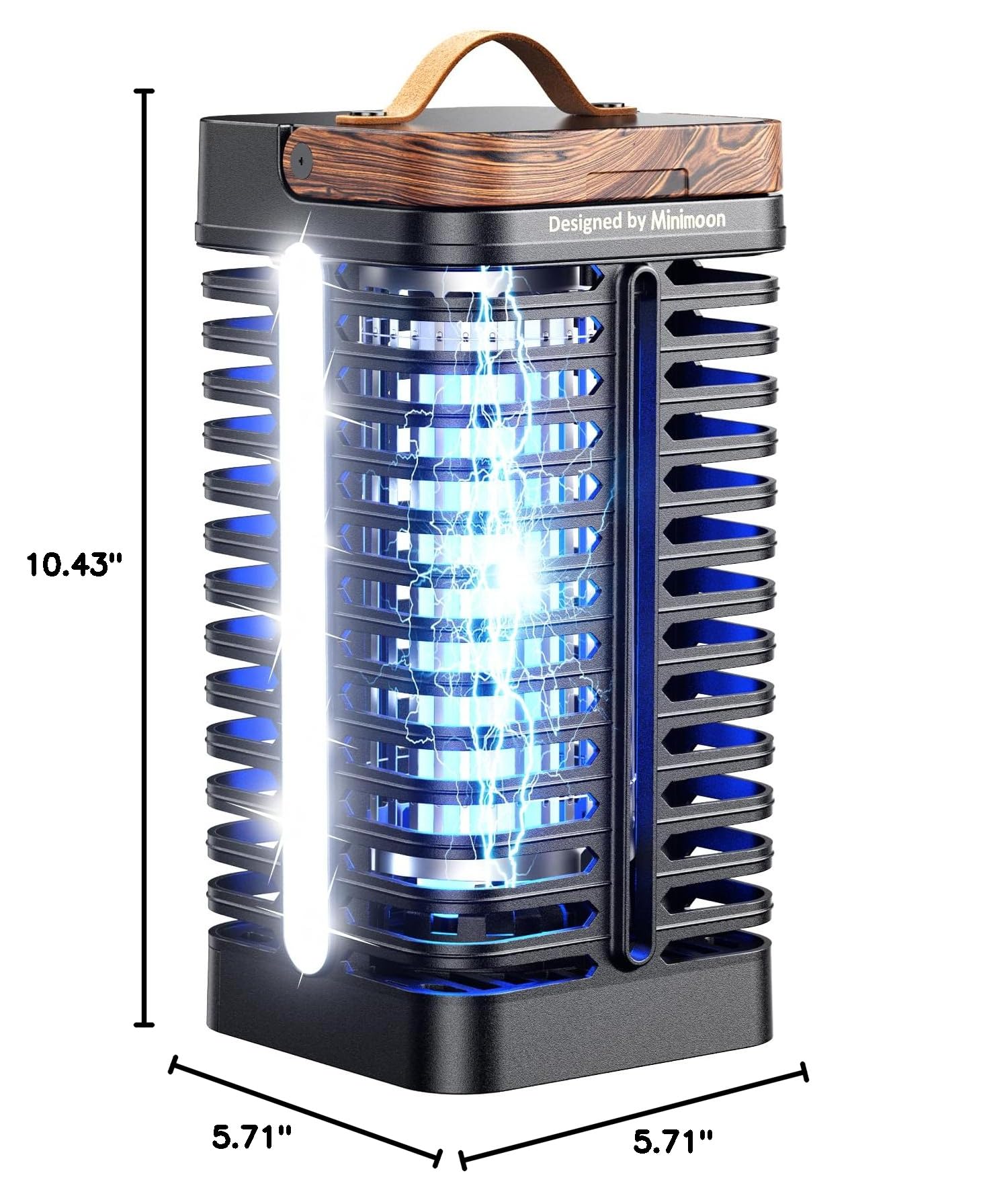 Minimoon Bug Zapper Outdoor dimensions displayed next to a ruler