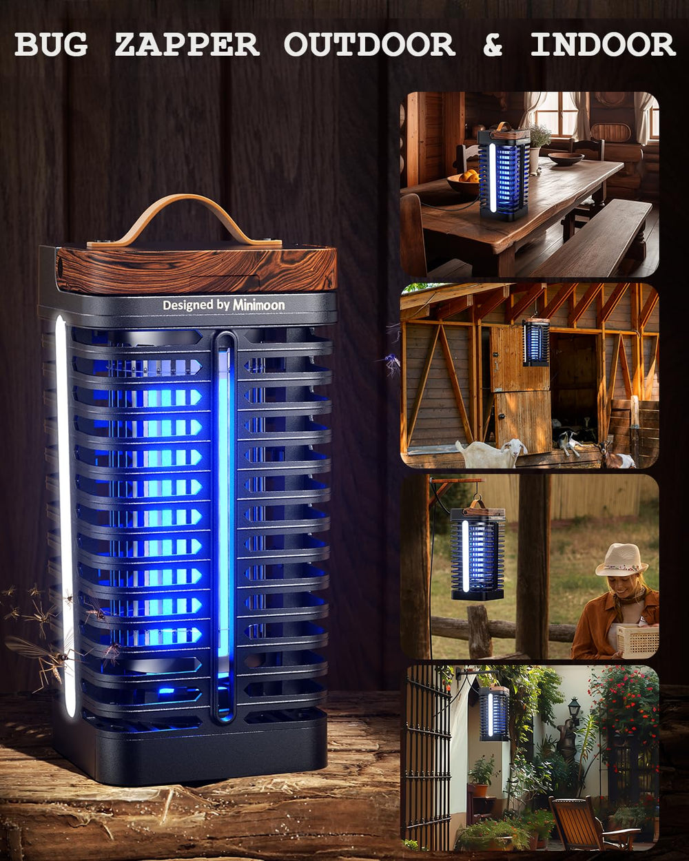 Minimoon Bug Zapper Outdoor showing safe casing and mesh gaps