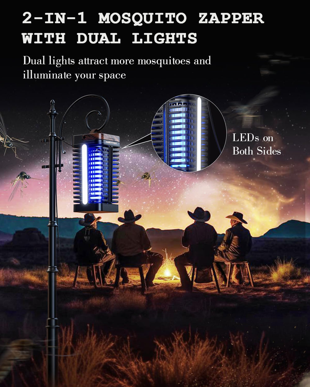 Minimoon Bug Zapper Outdoor side view showing 15W UVA light