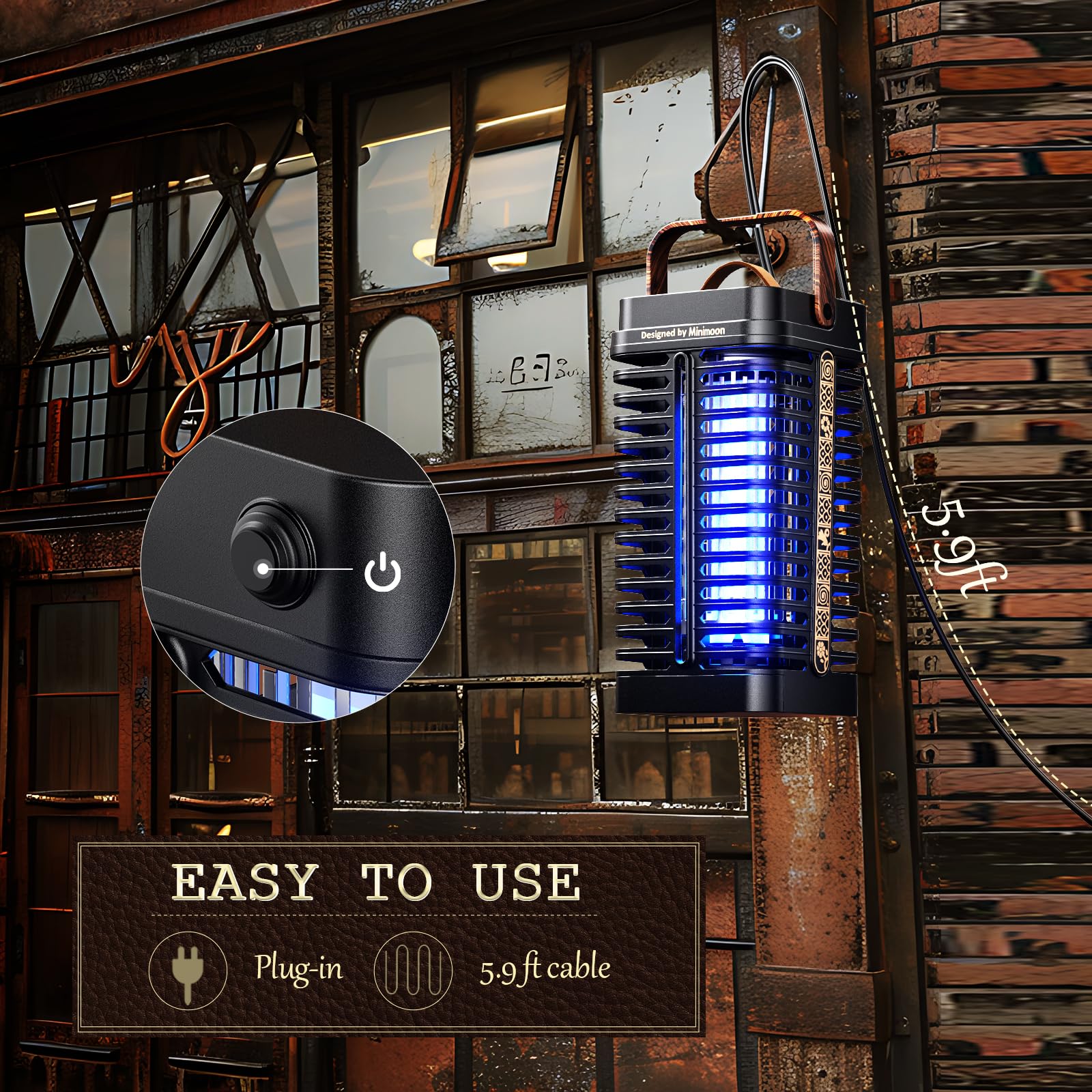 Minimoon Bug Zapper showing electric grid and UV light