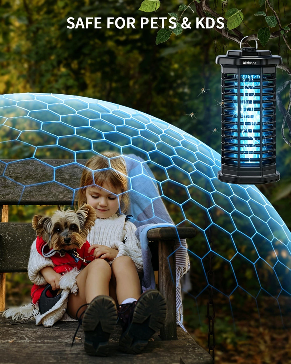 Minimoon Bug Zapper showing the 4000V electric grid