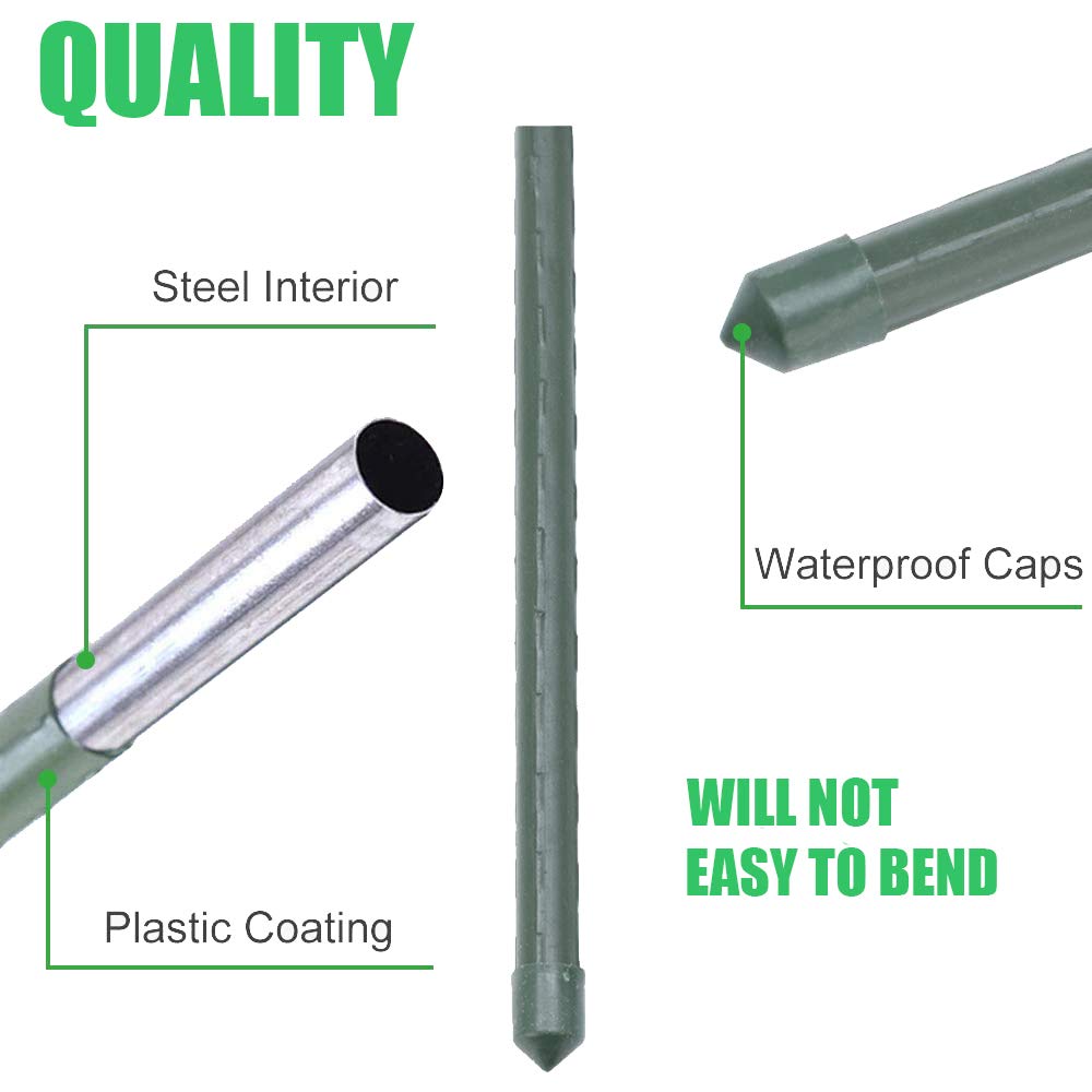 Mininfa 3 Feet Steel Plant Stakes in garden soil