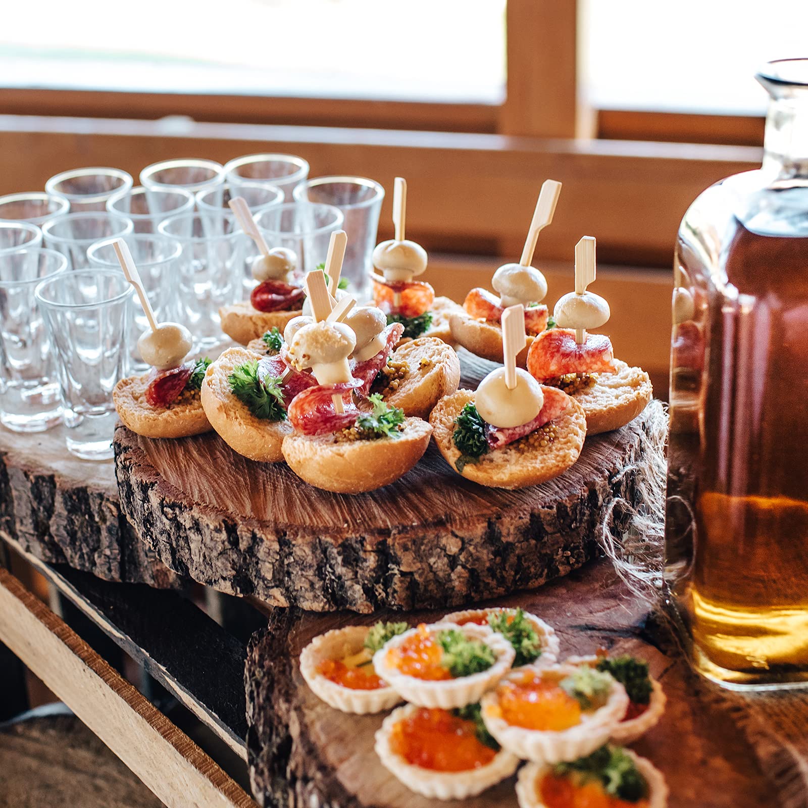 Minisland Bamboo Paddle Skewers 4.7 inch in a cocktail setting