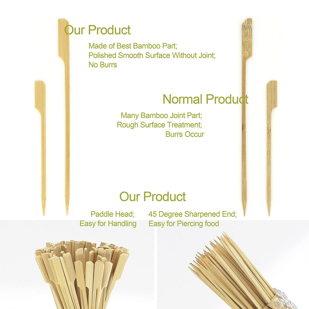 Minisland Bamboo Paddle Skewers 4.7 inch side view