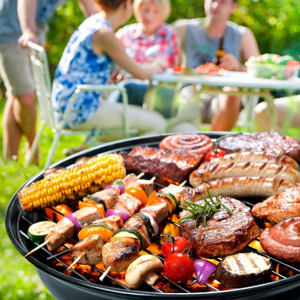 Minisland bamboo skewers on a BBQ grill