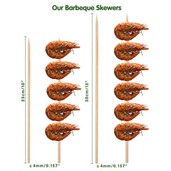 Minisland skewers 12-inch length shown with food