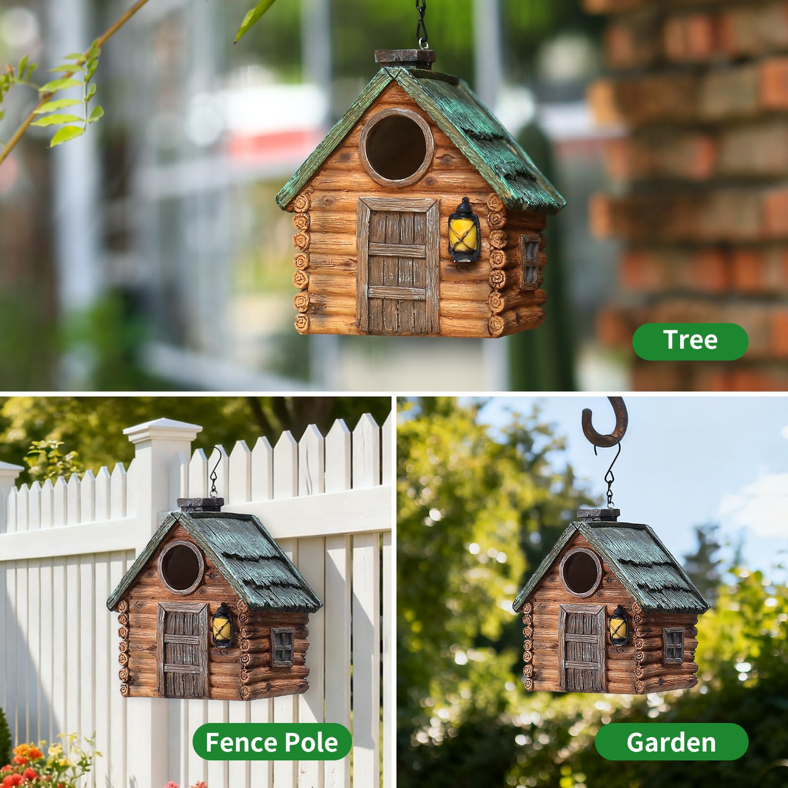 MINWOLF Bird House hanging on a tree branch in a garden