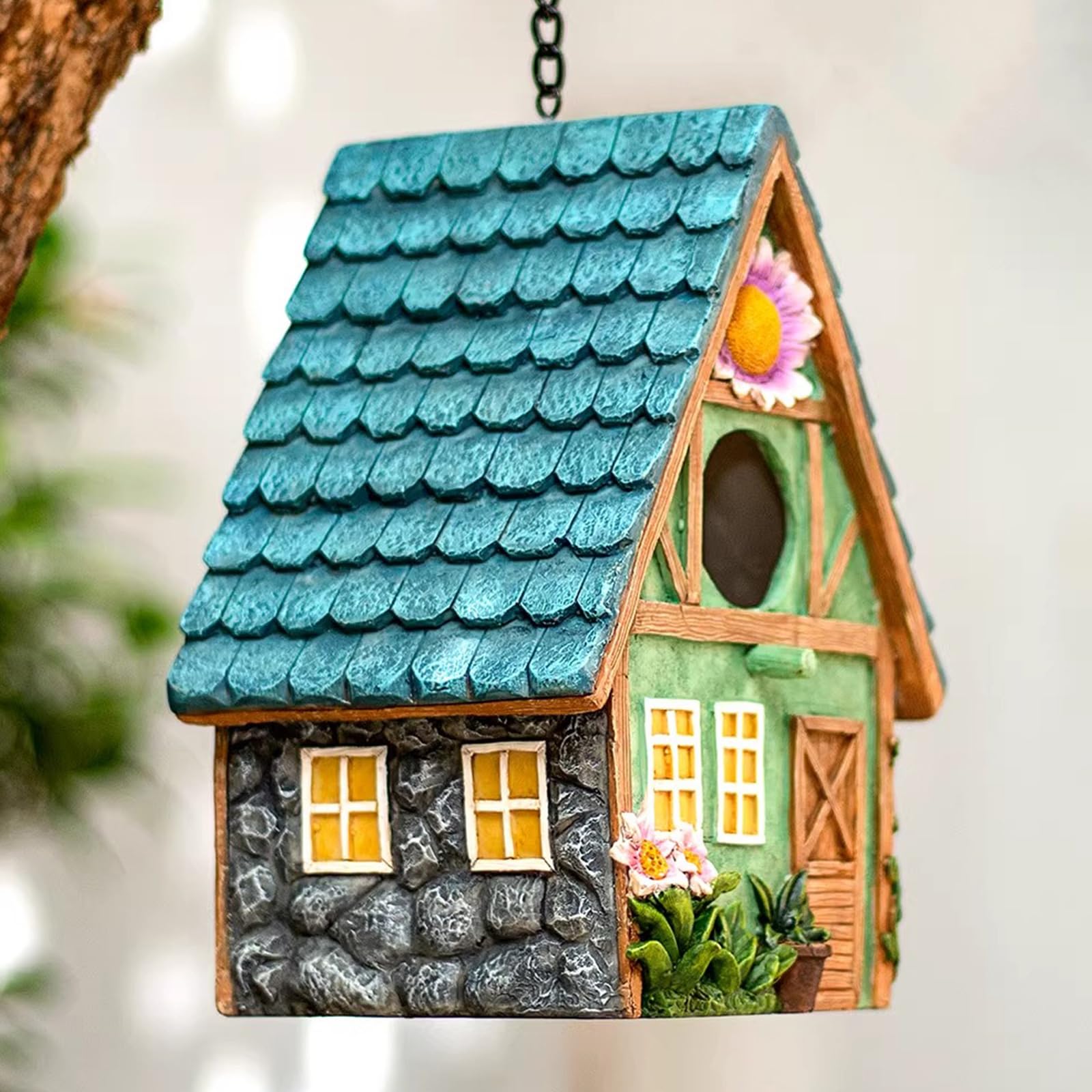 MINWOLF birdhouse hanging from a tree branch