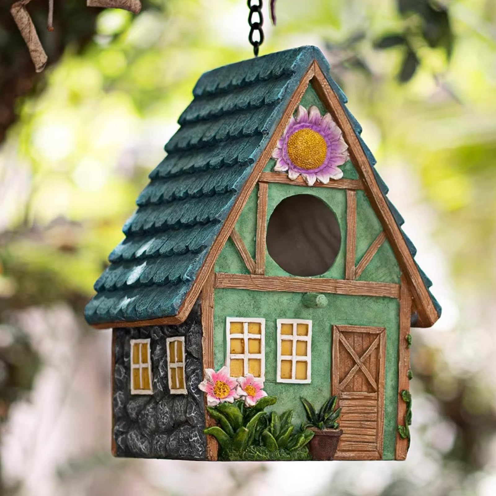 MINWOLF Cottage-Style Hanging Birdhouse detailed view