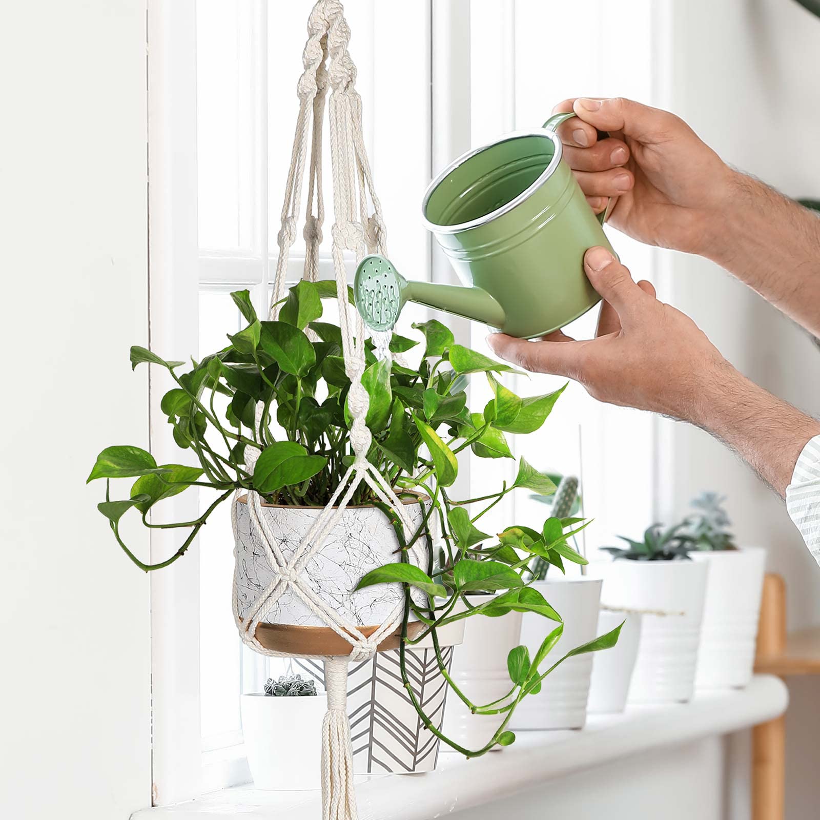 MIPON macrame plant hanger 41-inch length with plant