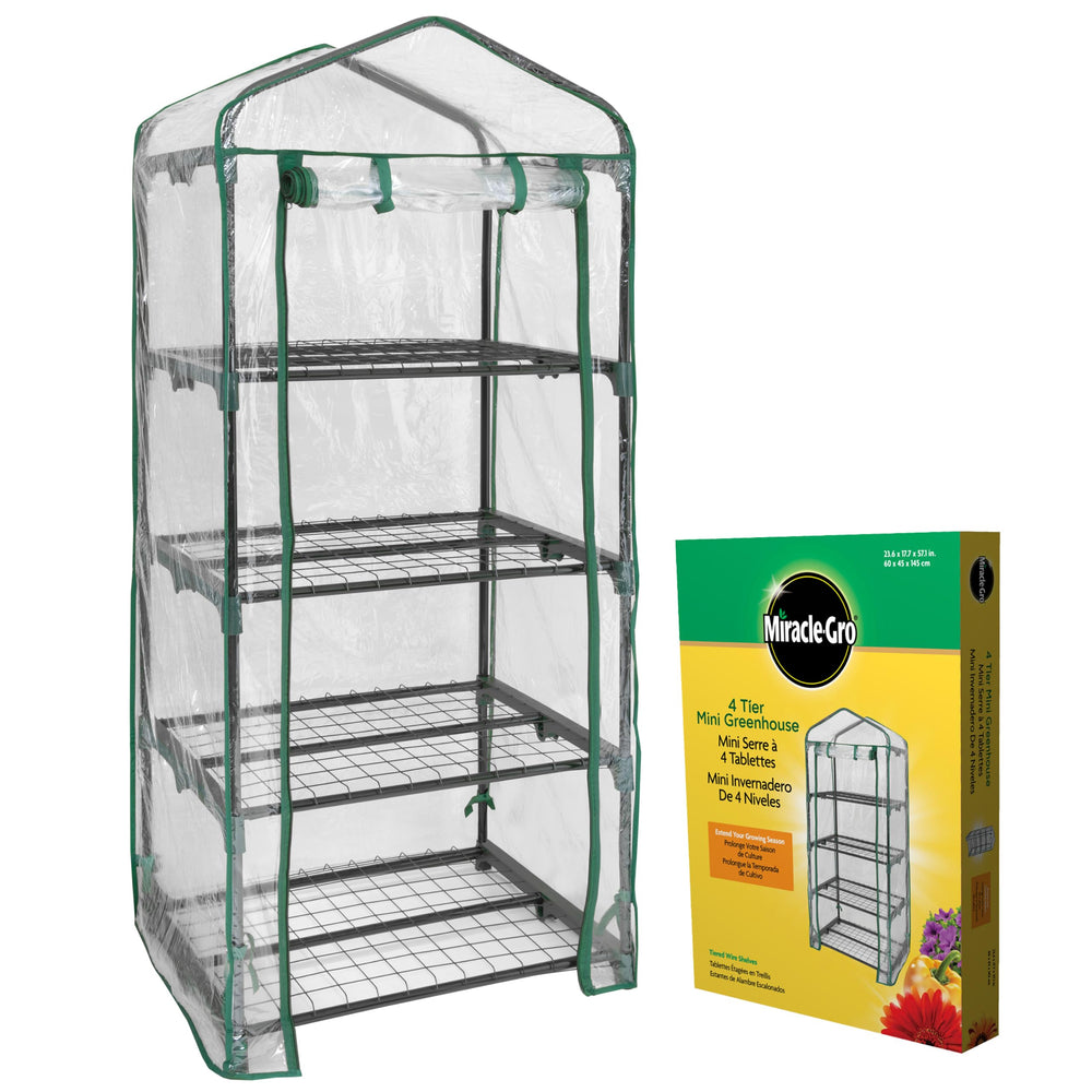 Miracle-Gro 4-Tier Greenhouse clear model front view
