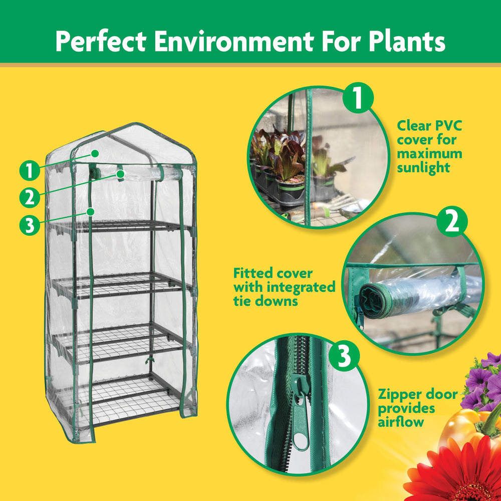 Miracle-Gro 4-Tier Greenhouse showing durable steel frame