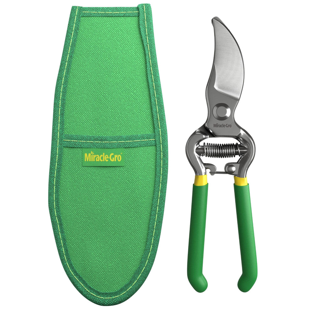 Miracle-Gro Bypass Pruning Shears displayed in storage pouch