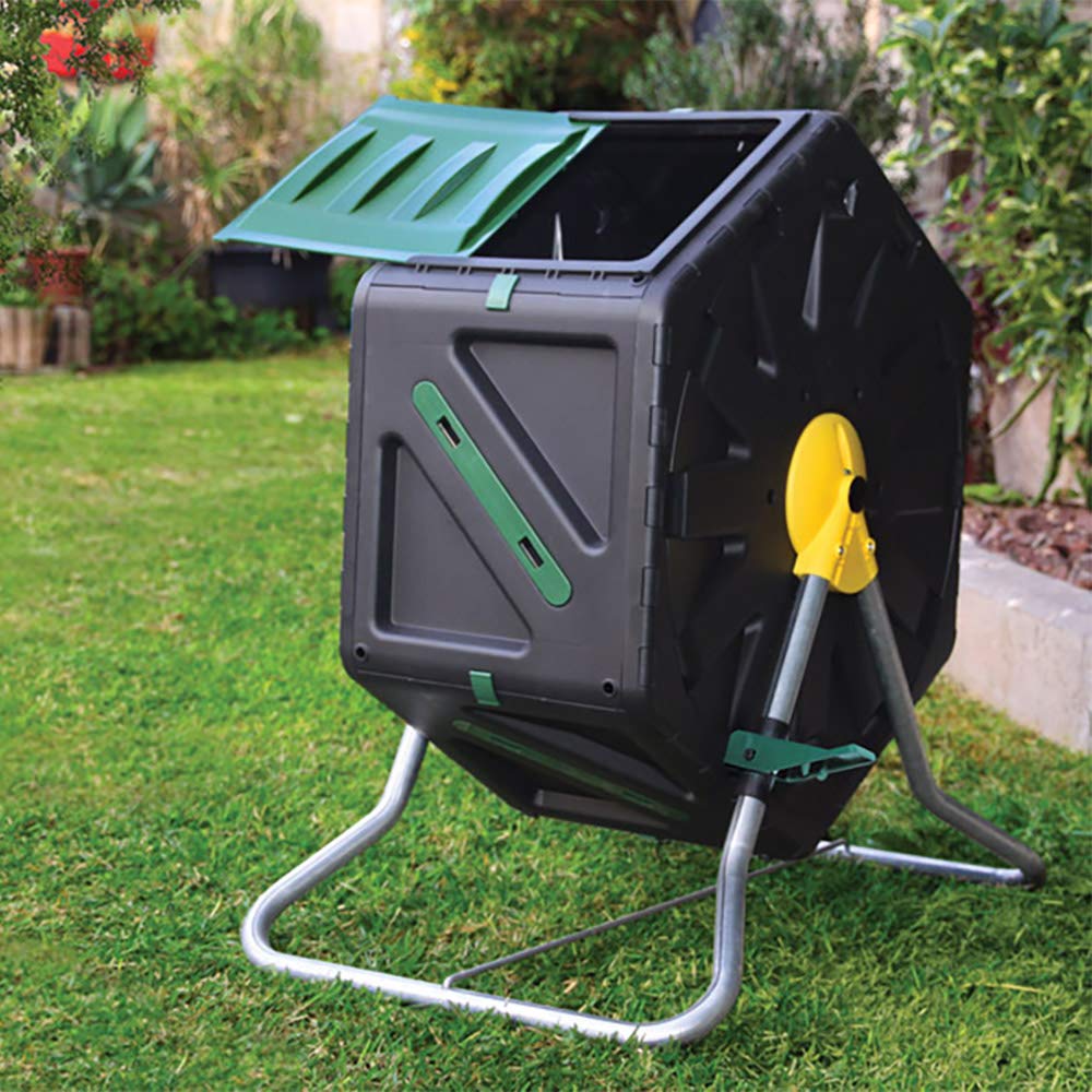 Miracle-Gro Compost Tumbler front view with black finish