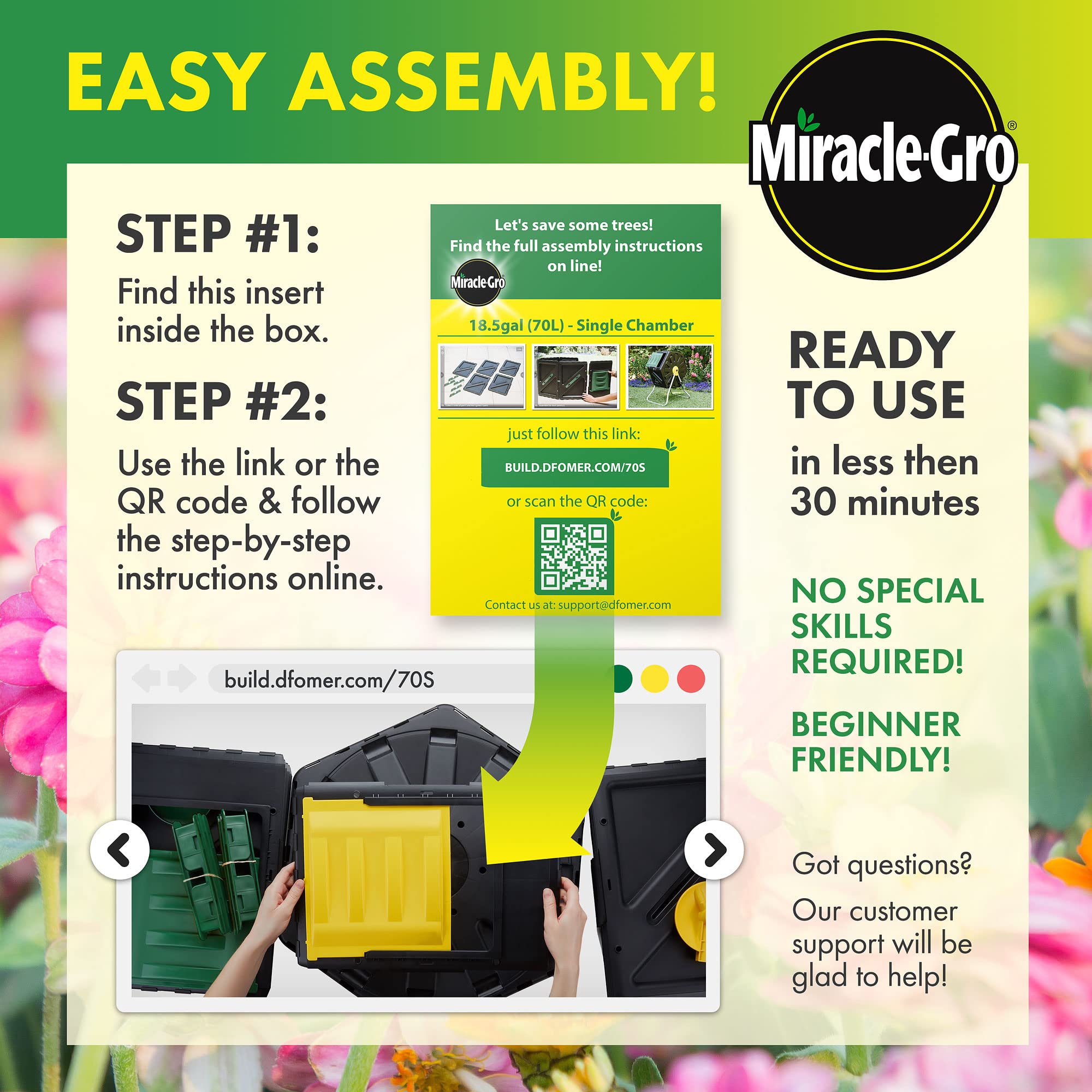 Miracle-Gro Compost Tumbler in garden setting