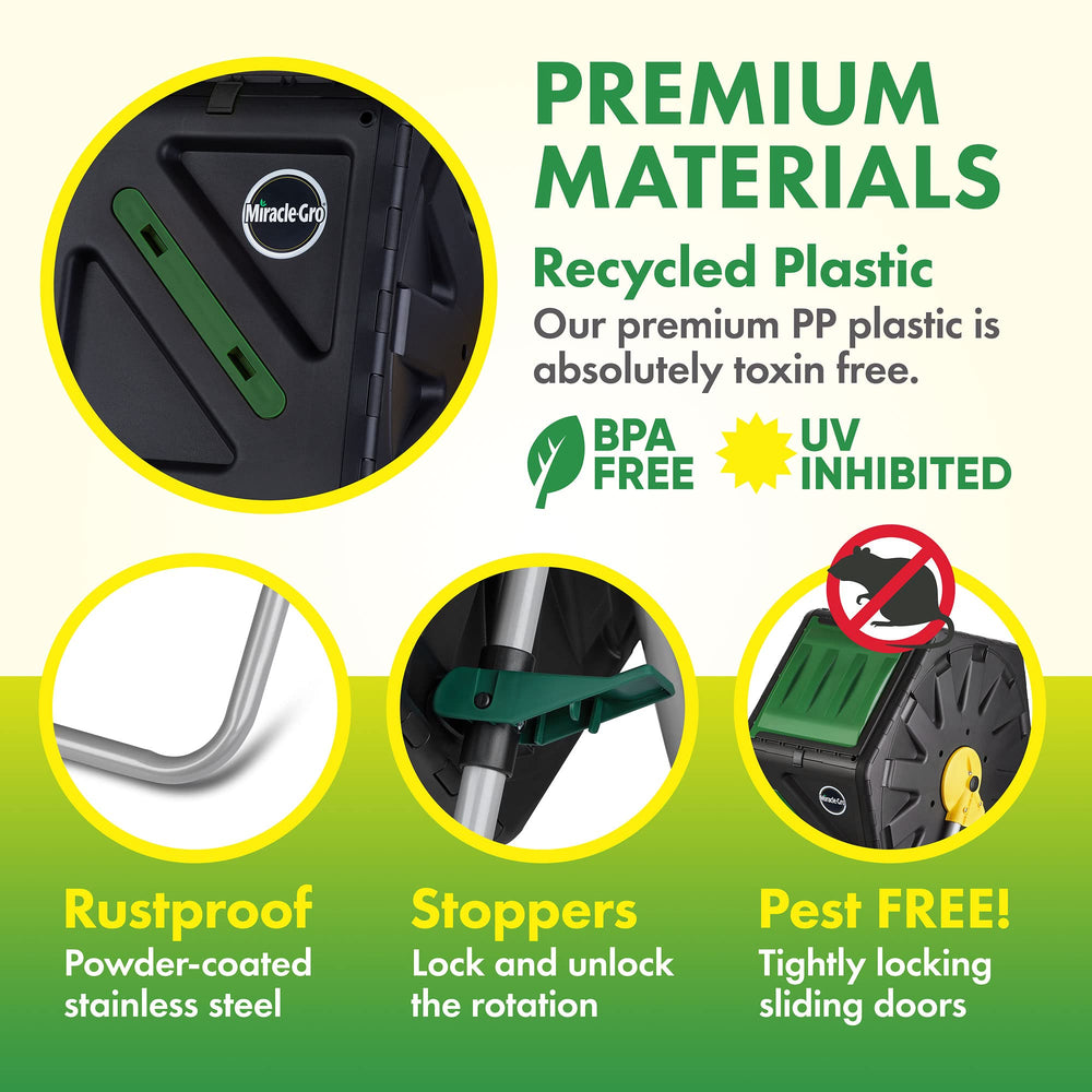 Miracle-Gro Compost Tumbler with side-locking mechanisms