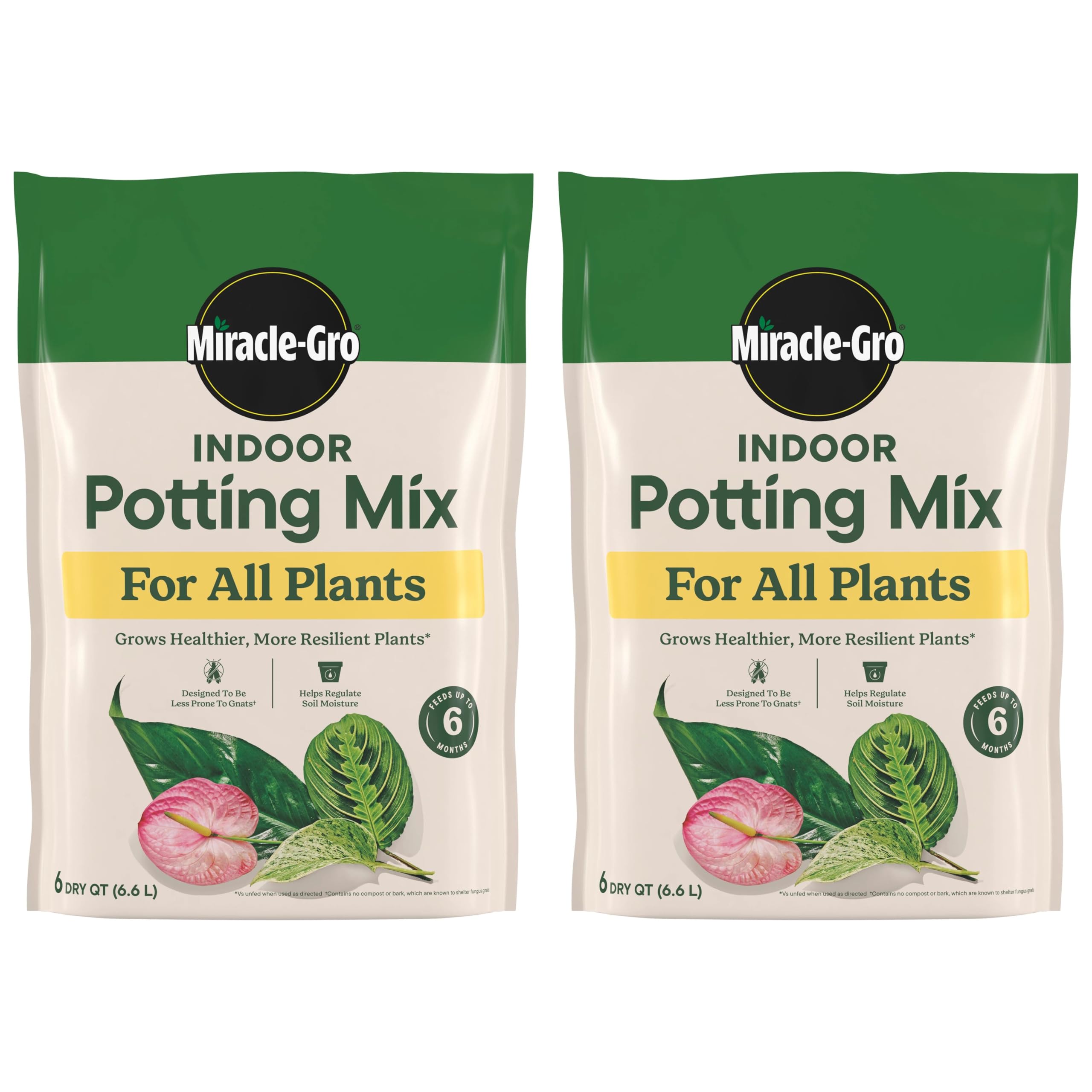 Miracle-Gro Indoor Potting Mix 6 qt bags front view