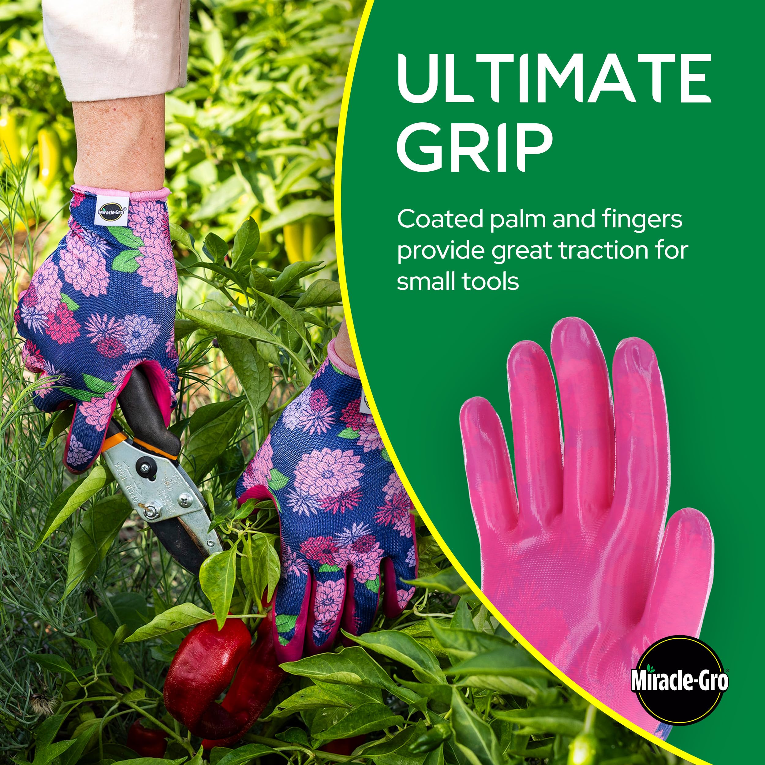 Miracle-Gro Nitrile Gardening Gloves close-up of palm grip