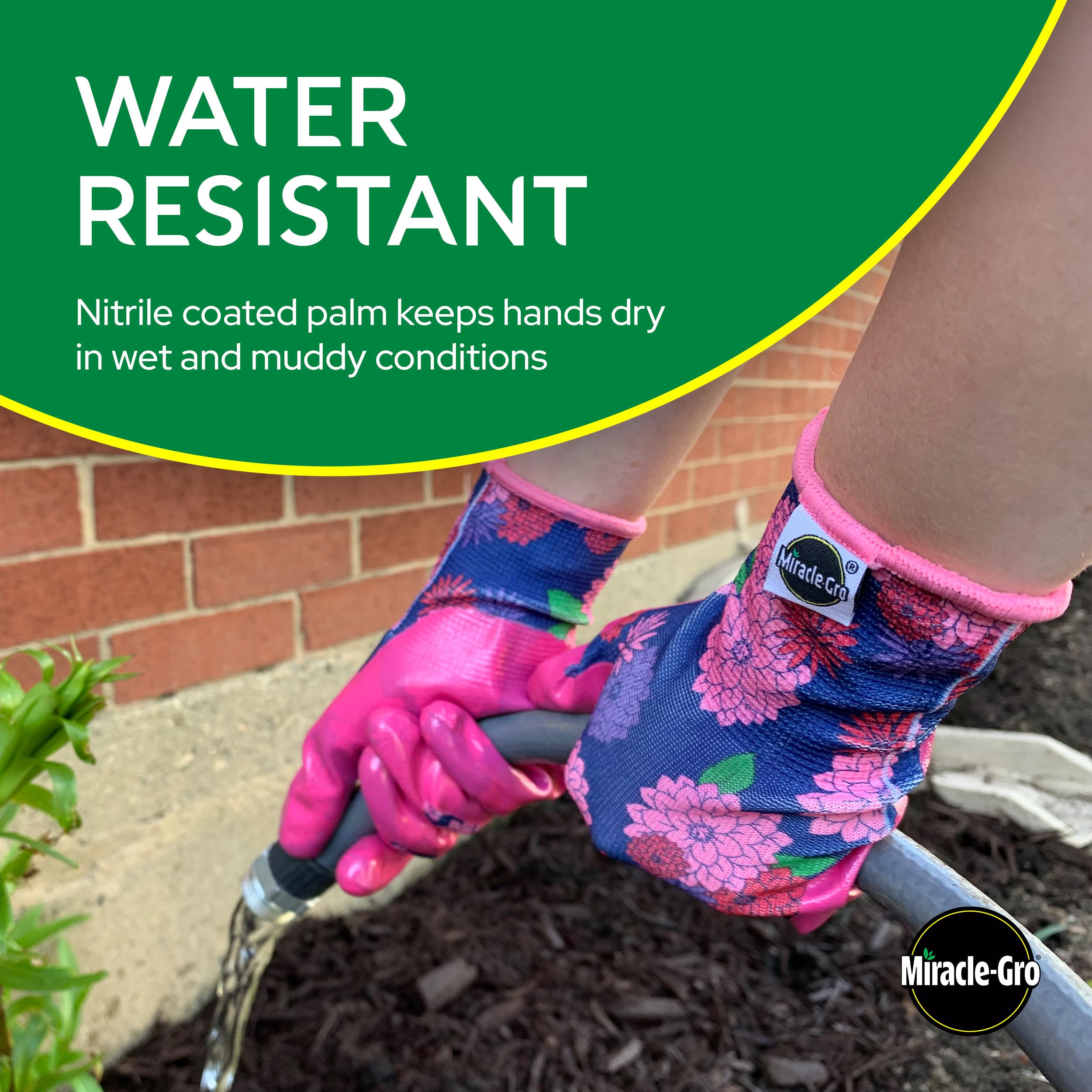 Miracle-Gro Nitrile Gardening Gloves side view showing nitrile coating