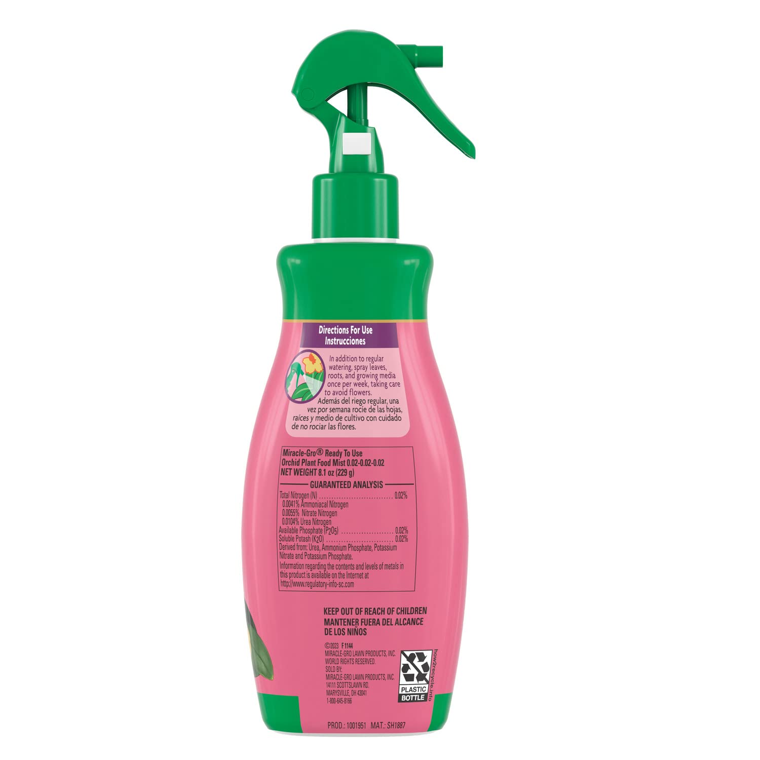 Miracle-Gro Orchid Plant Food Mist application instructions