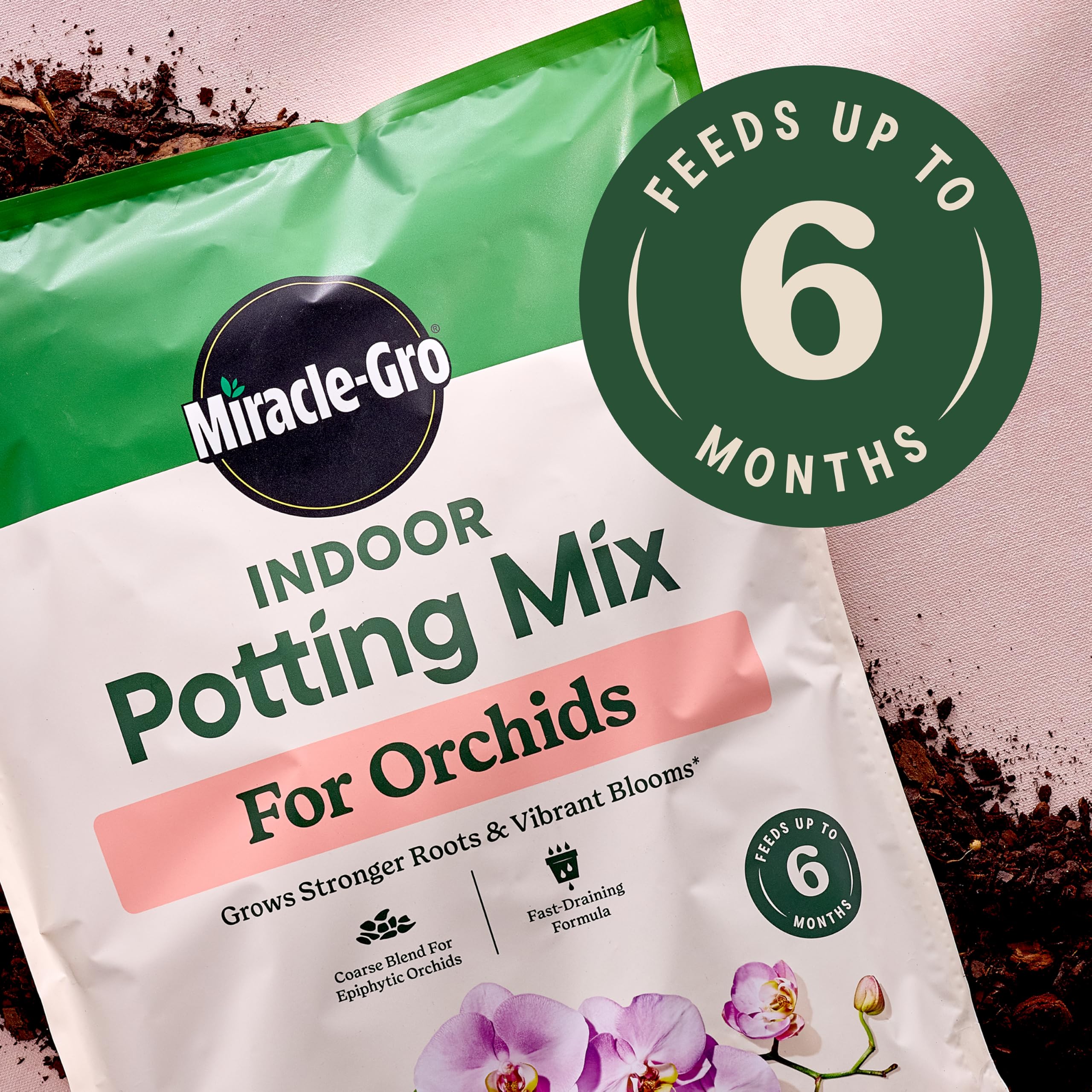 Miracle-Gro Orchid Potting Mix granules close-up