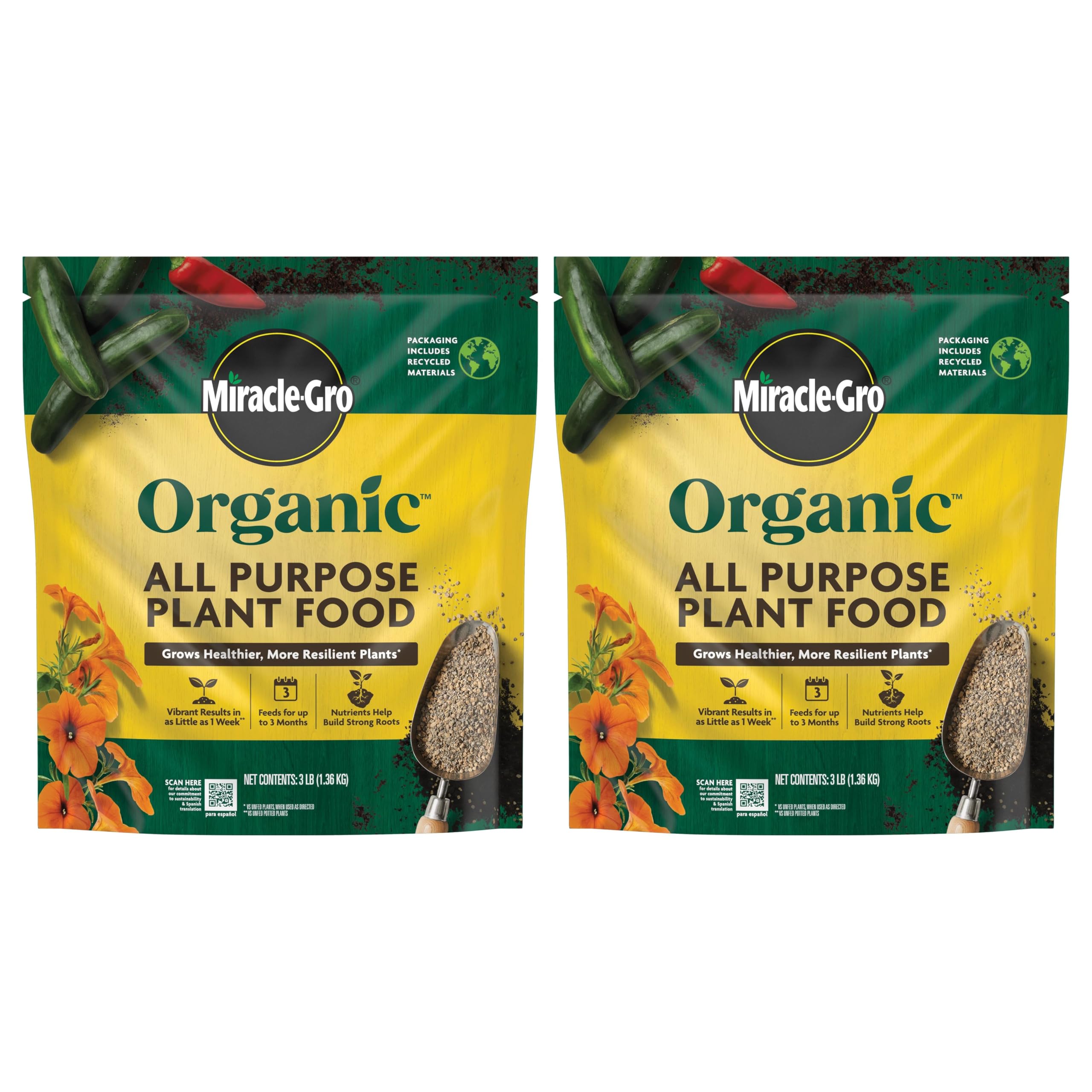 Miracle-Gro Organic All Purpose Plant Food 3 lb packaging front view