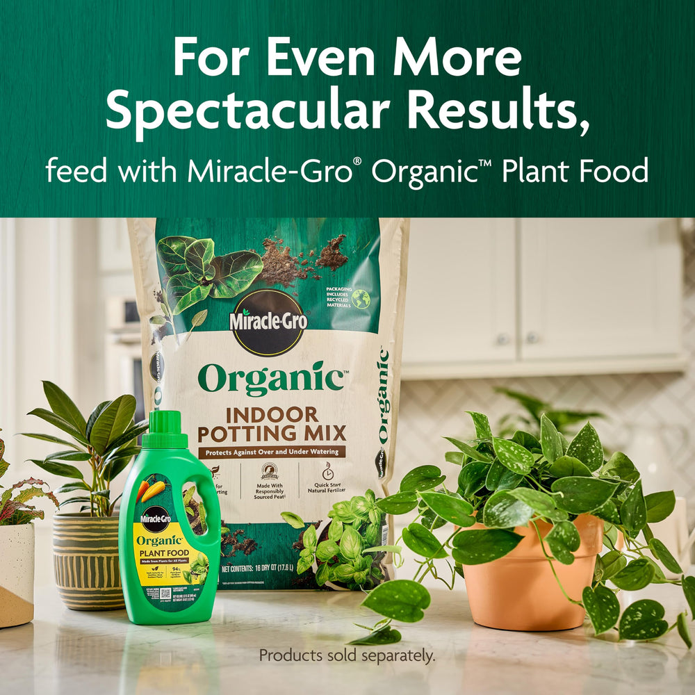 Miracle-Gro Organic Indoor Potting Mix packaging with plants