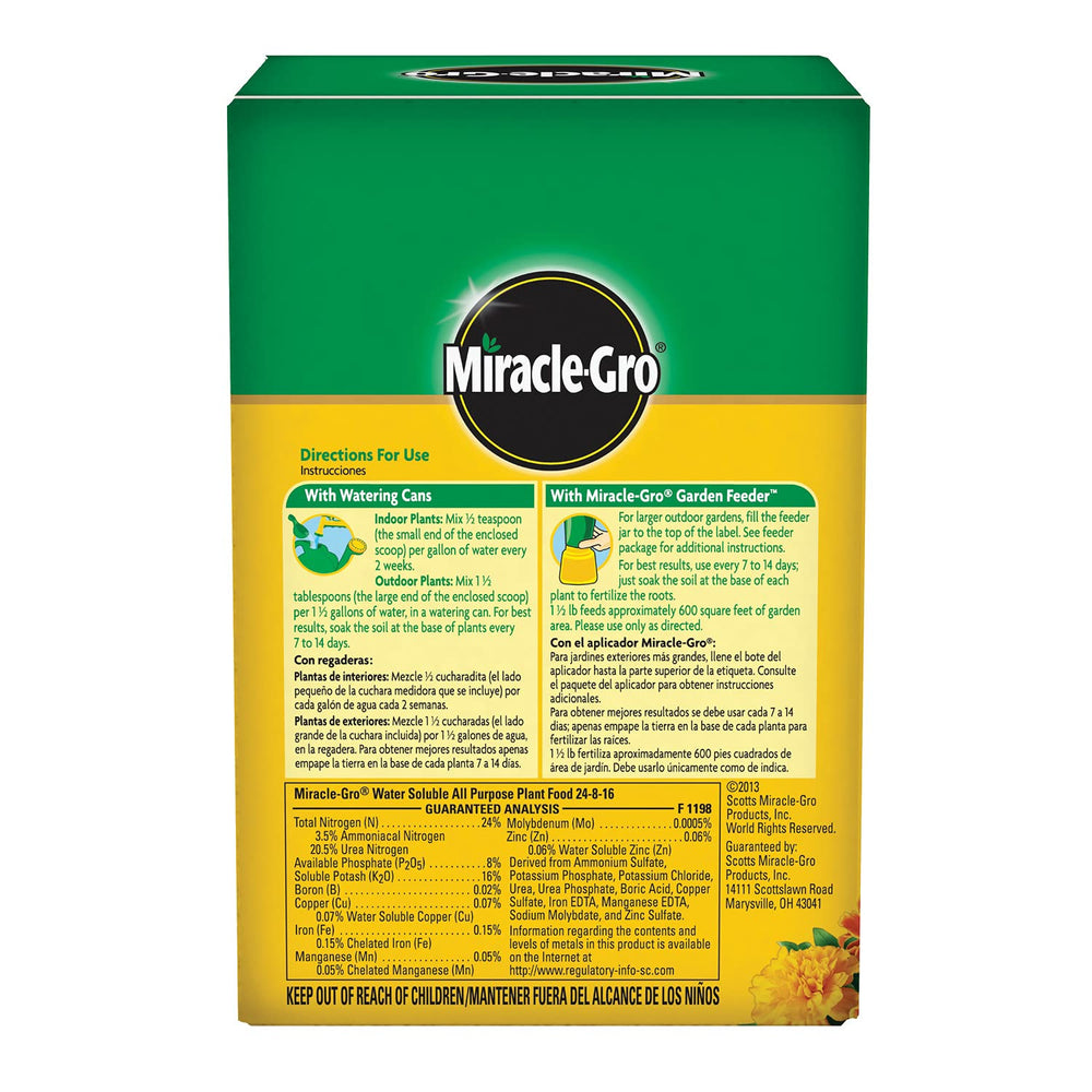 Miracle-Gro plant food packaging side view