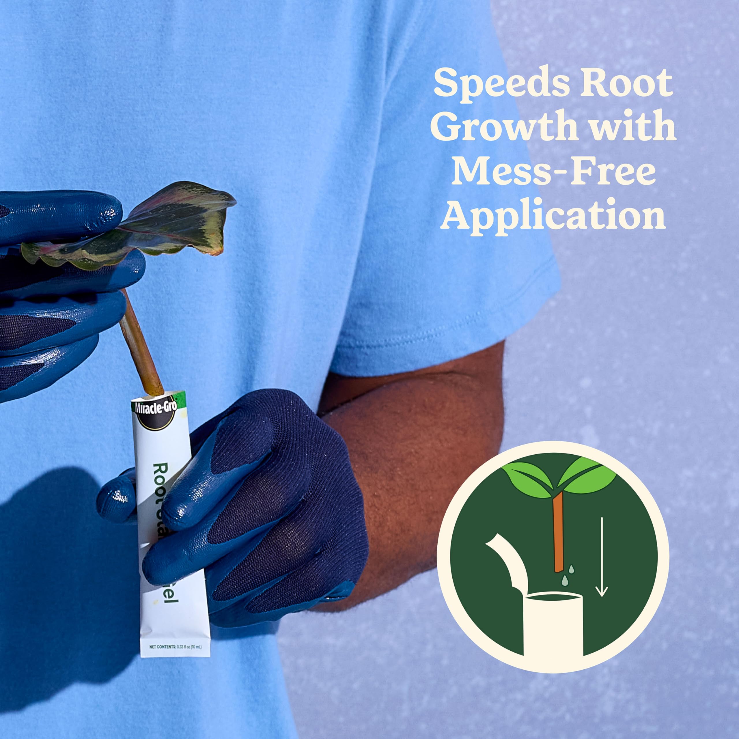 Miracle-Gro Root Starter Gel application process with cuttings