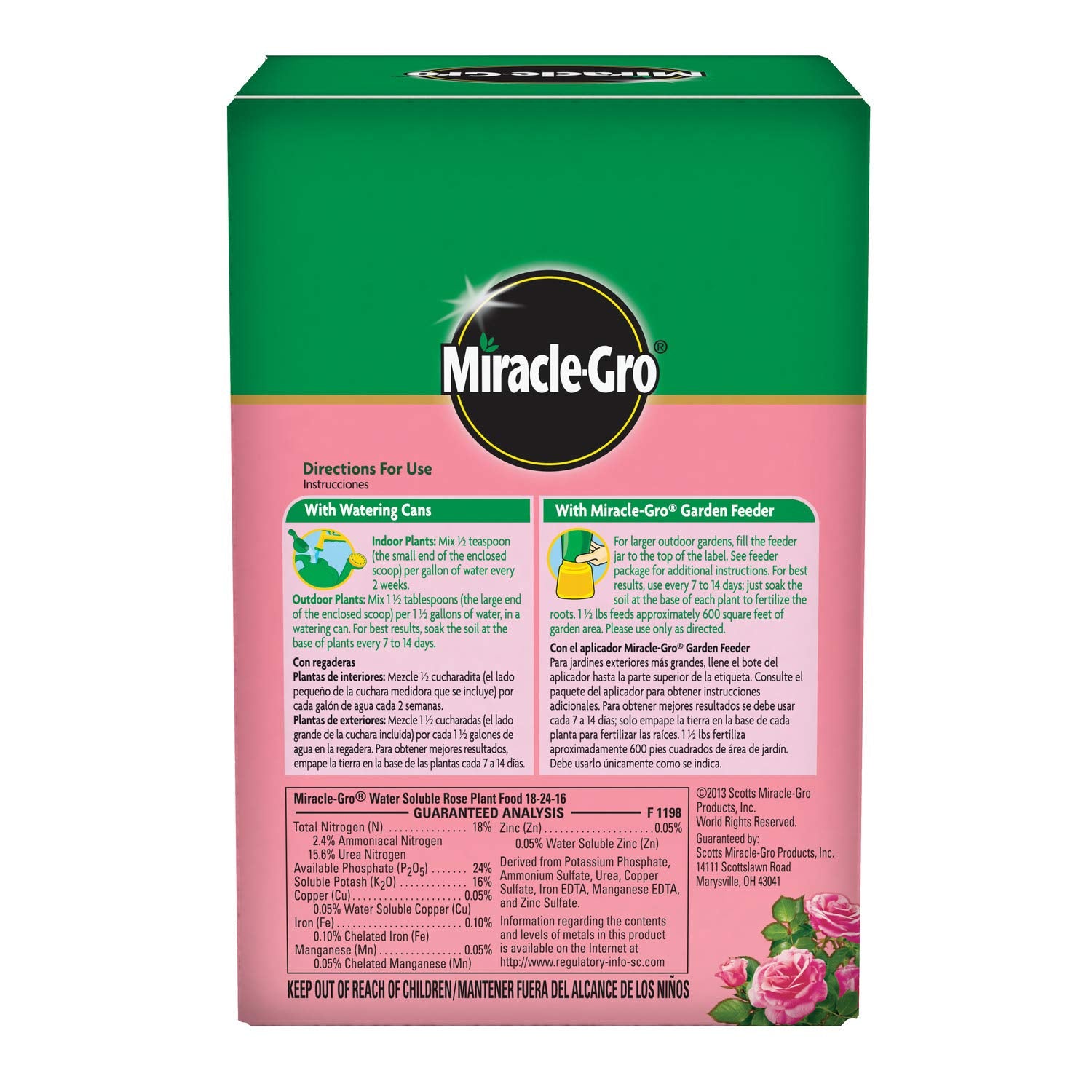 Miracle-Gro Rose Plant Food packaging side view