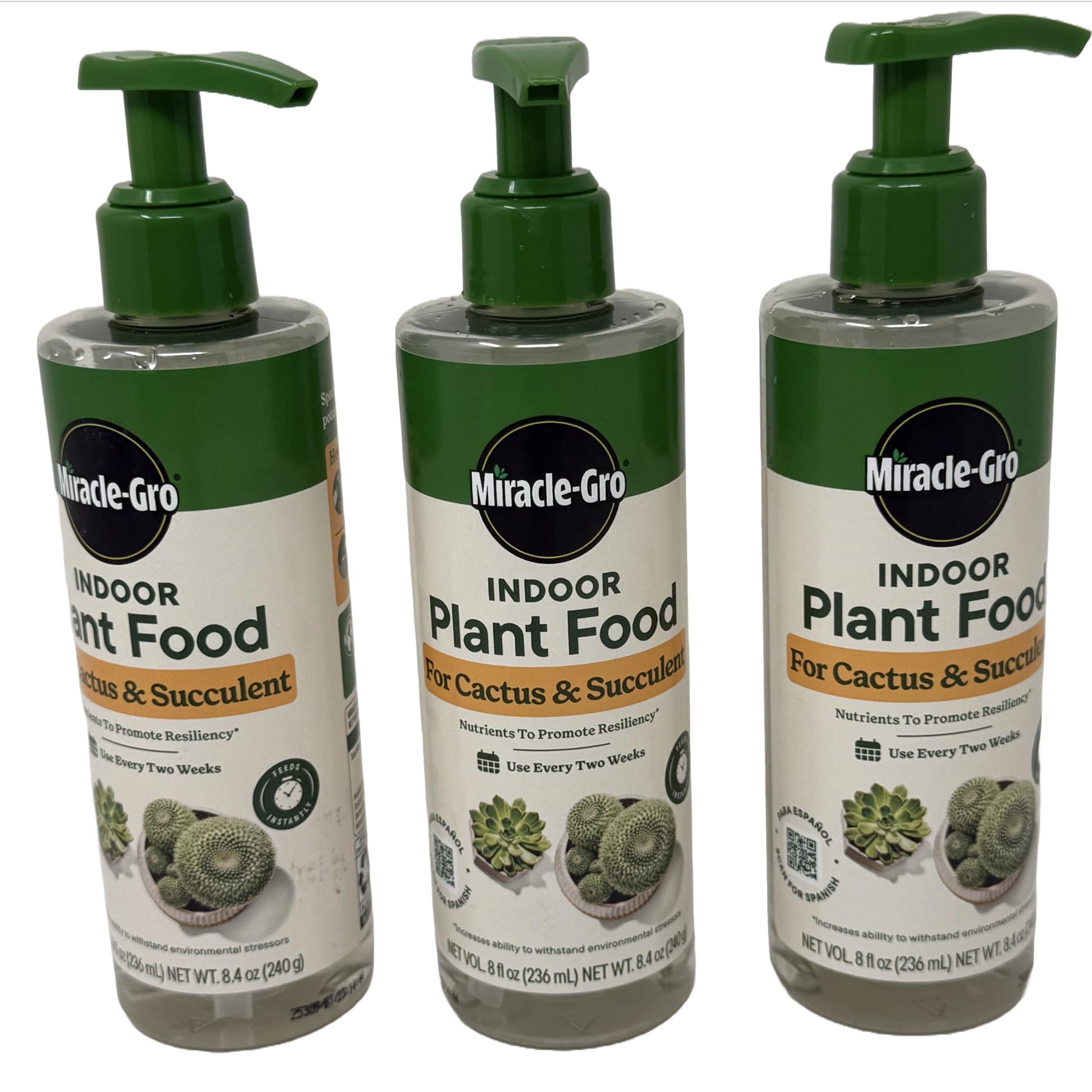 Miracle-Gro Succulent Plant Food 3 pack, 8 oz bottles front view