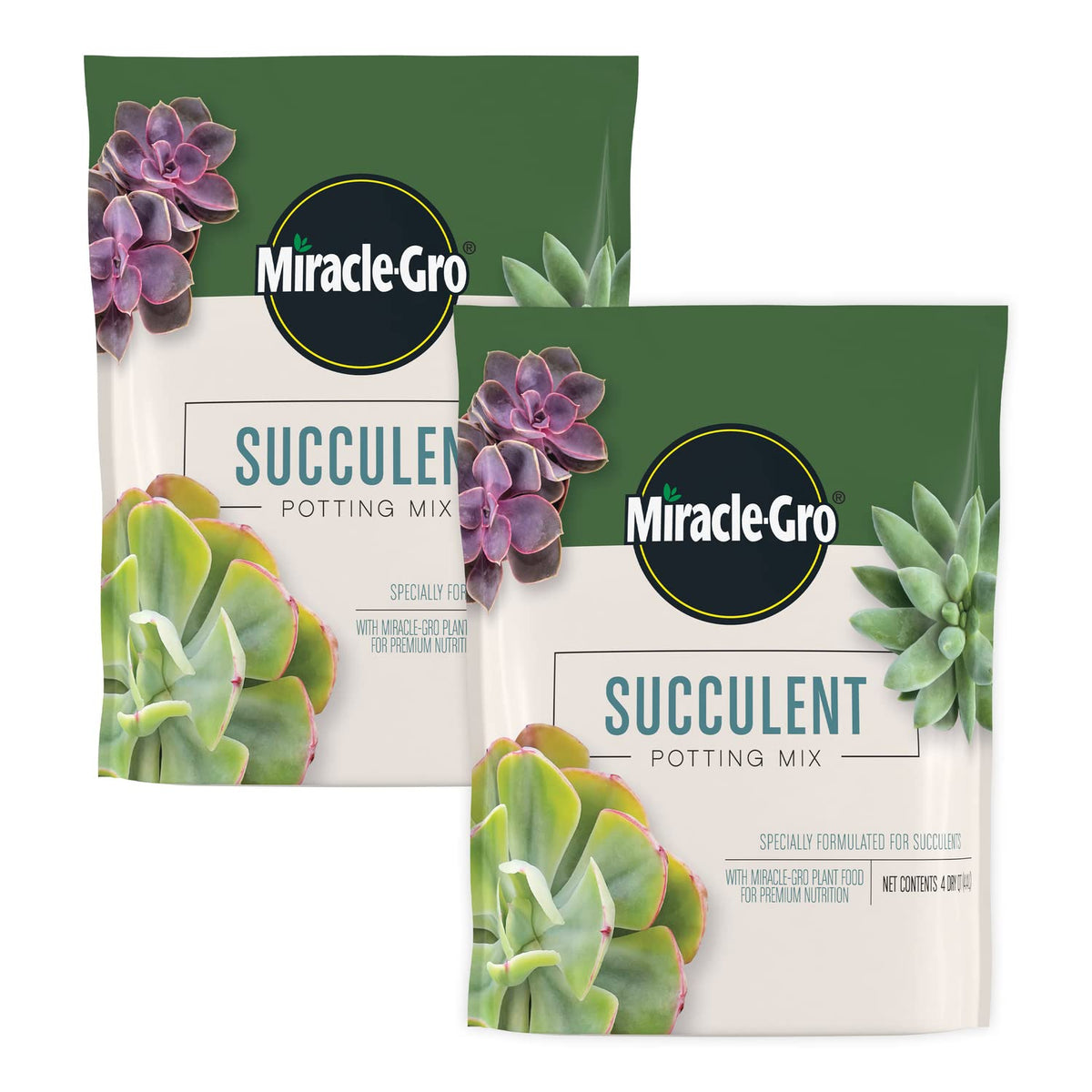 Miracle-Gro Succulent Potting Mix 4 qt, 2-Pack front view