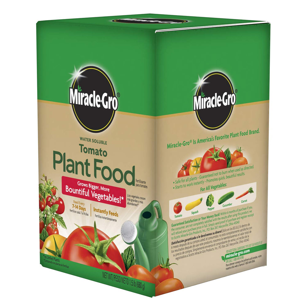 Miracle-Gro Tomato Plant Food 1.5 lb powder in garden setting