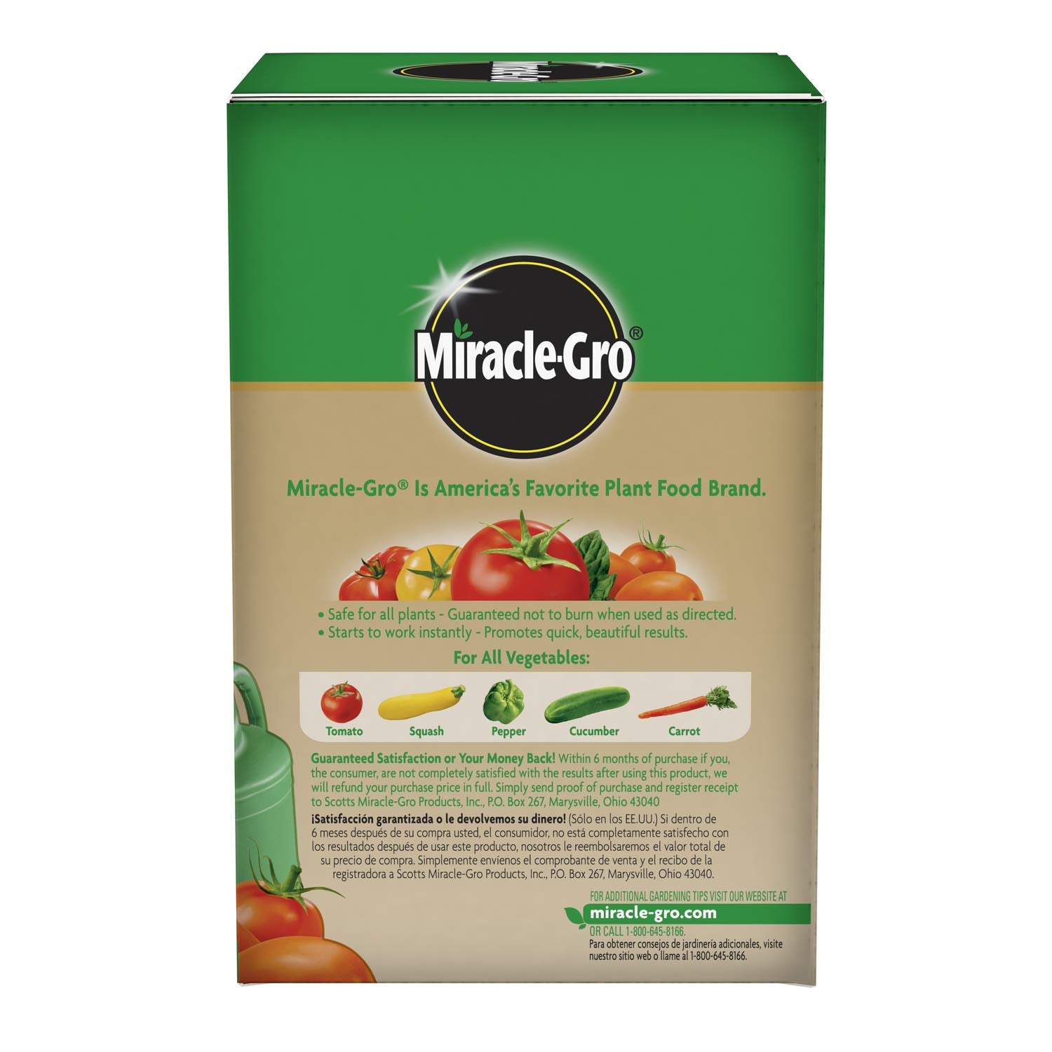 Miracle-Gro Tomato Plant Food being applied to tomato plants