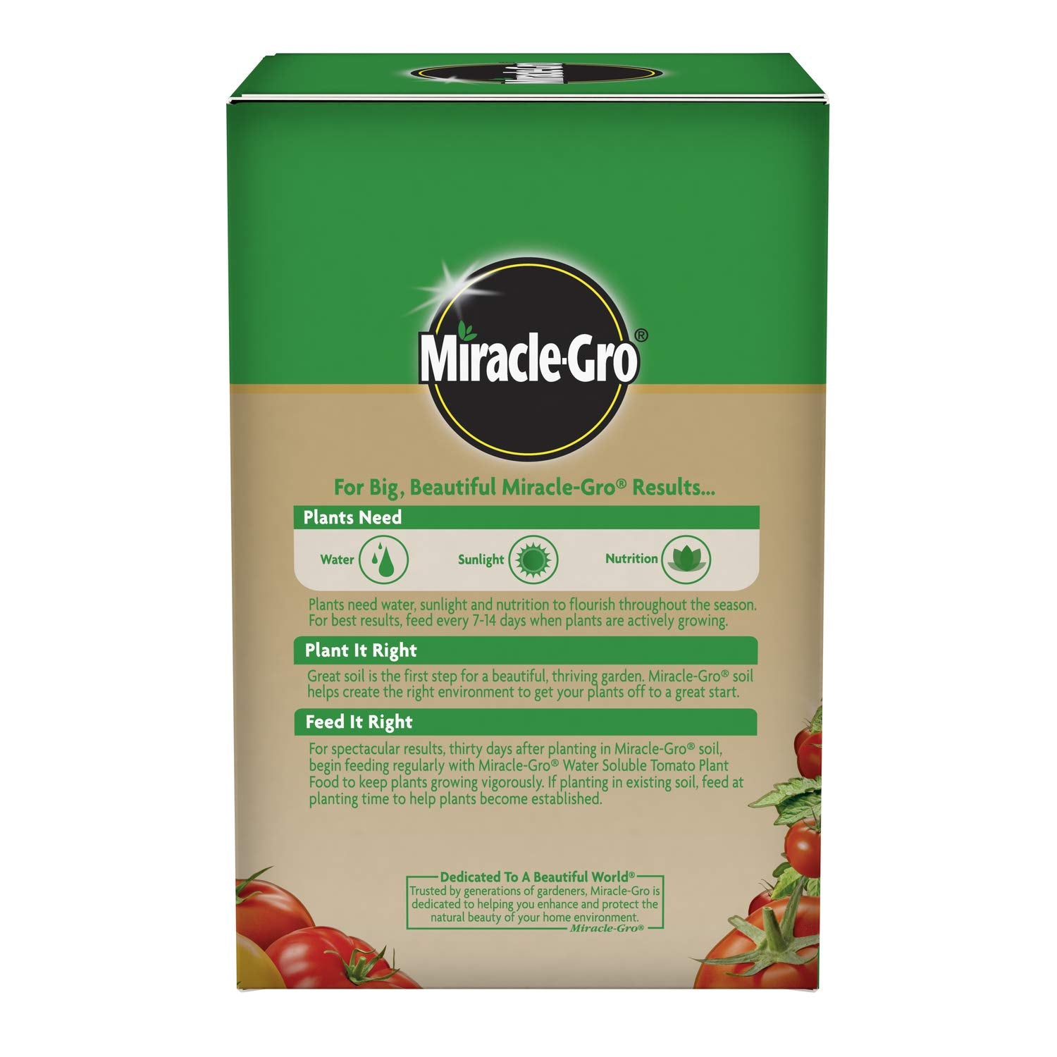 Miracle-Gro Tomato Plant Food powder being mixed with water
