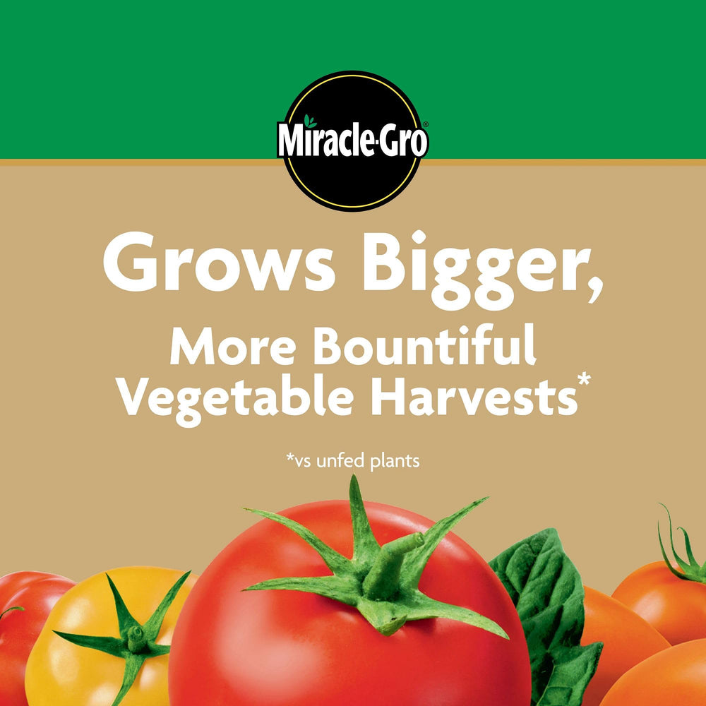 Miracle-Gro Tomato Plant Food with garden setup