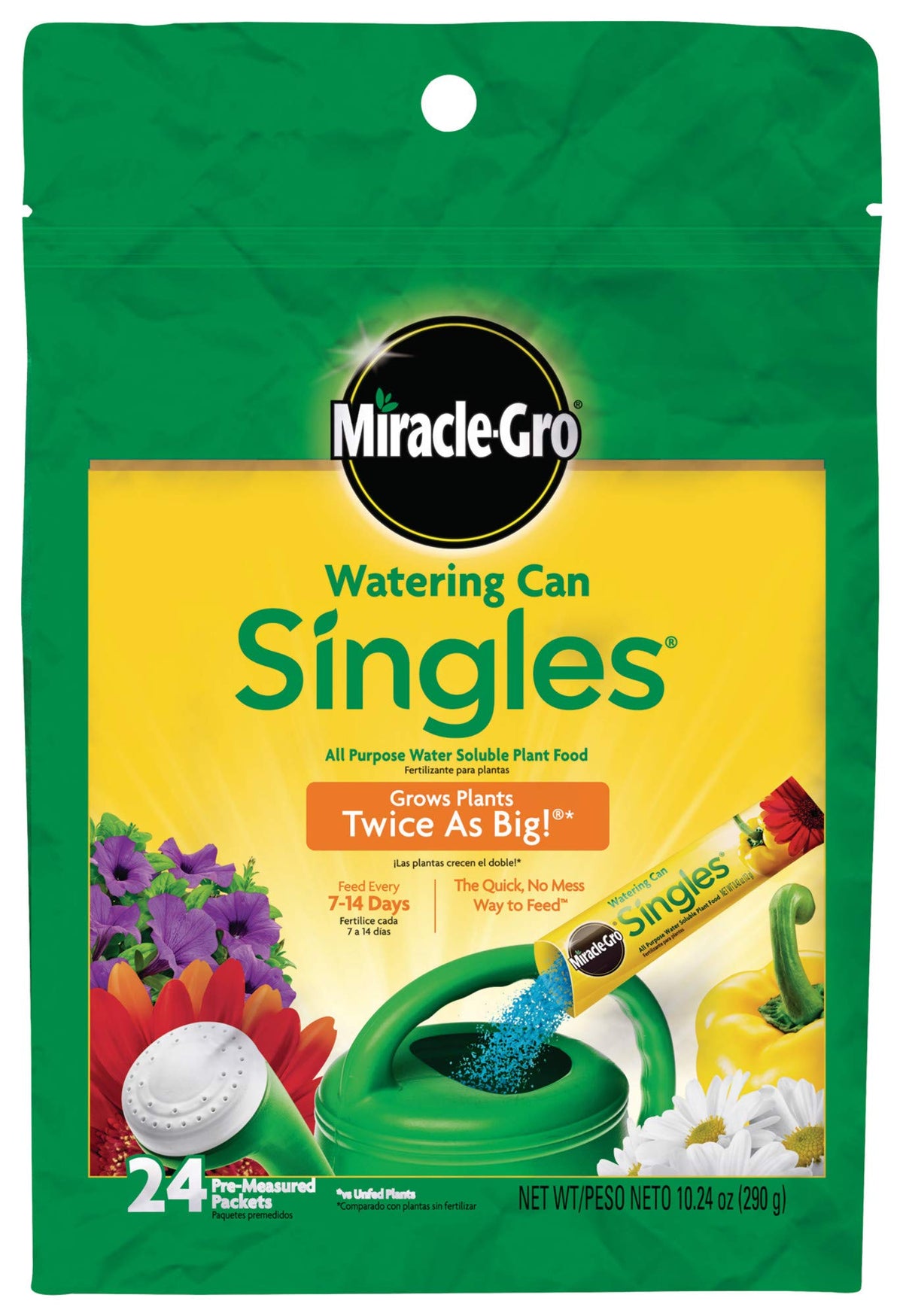 Miracle-Gro Watering Can Singles All Purpose Plant Food 24 Packets front view
