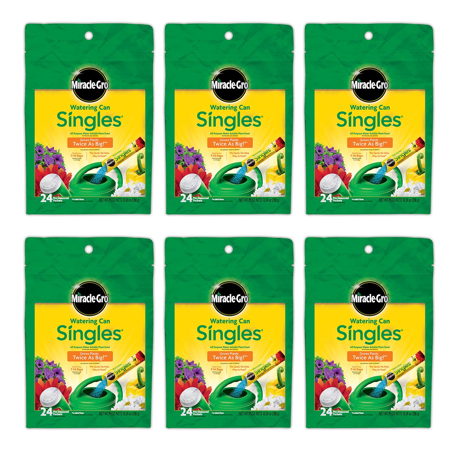 Miracle-Gro Watering Can Singles All Purpose Plant Food packets front view